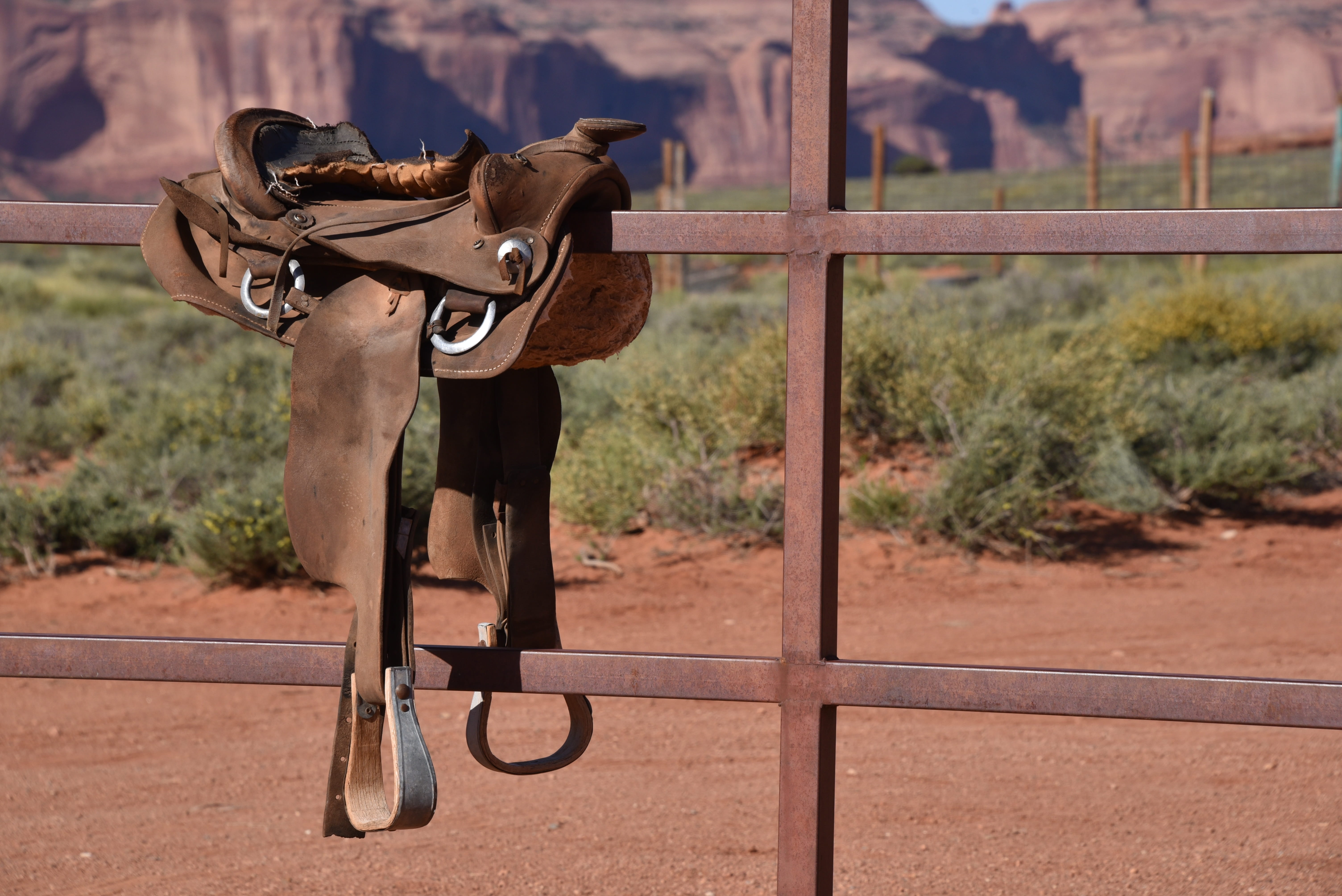no people, one man only, saddle, harness, protection, mammal, fence, focus on foreground, horse saddle, security, metal, leather, 5K, safety, wood - material, HD Wallpaper