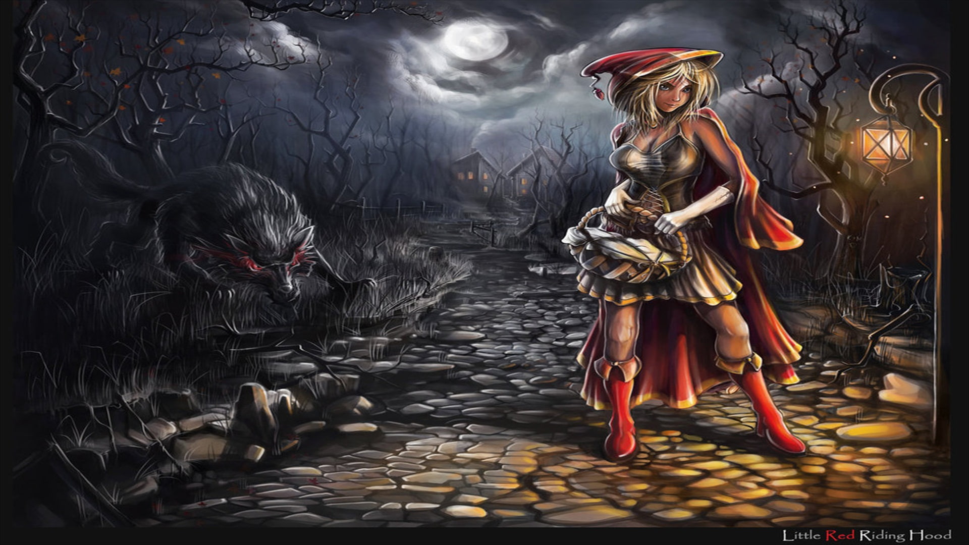 1080P, riding, fantasy, hood, red, hd, HD Wallpaper