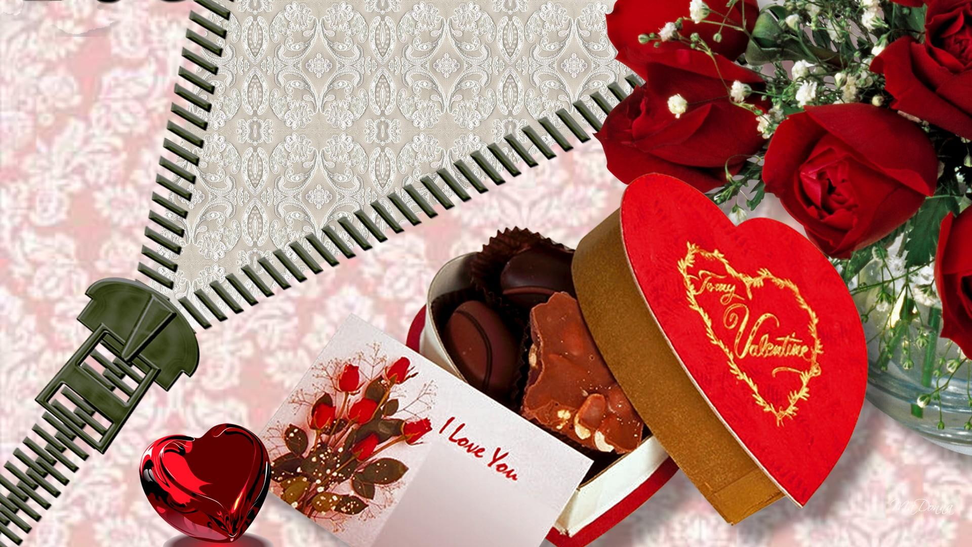 candy, love, abstract, feminine, unzip, hearts, 1080P, babies breath, roses, lace, day, romantric, valentines, gifts, valentin, HD Wallpaper