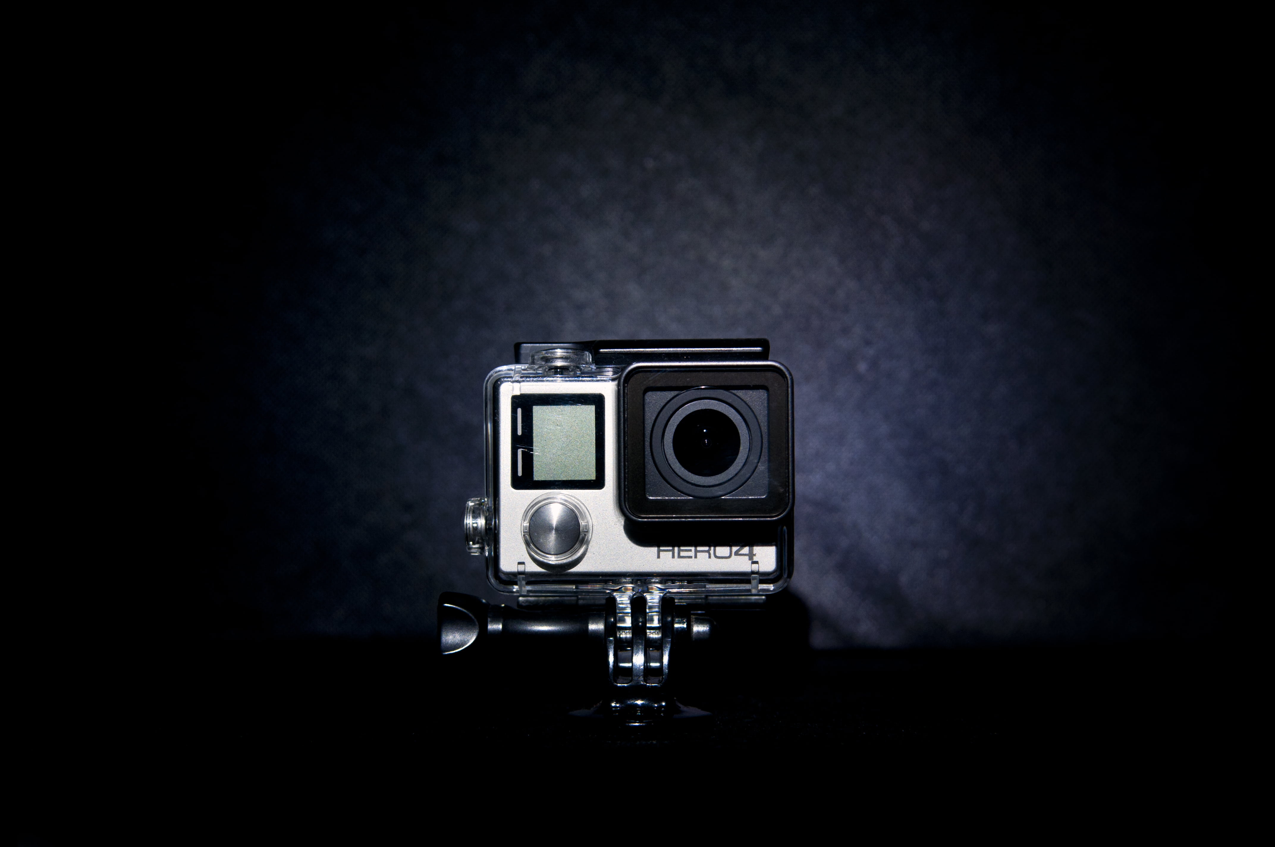 photography, objects, gray, lens - optical instrument, spotlight, black background, gopro, camera - photographic equipment, studio shot, close-up, arts culture and entertainment, HD Wallpaper