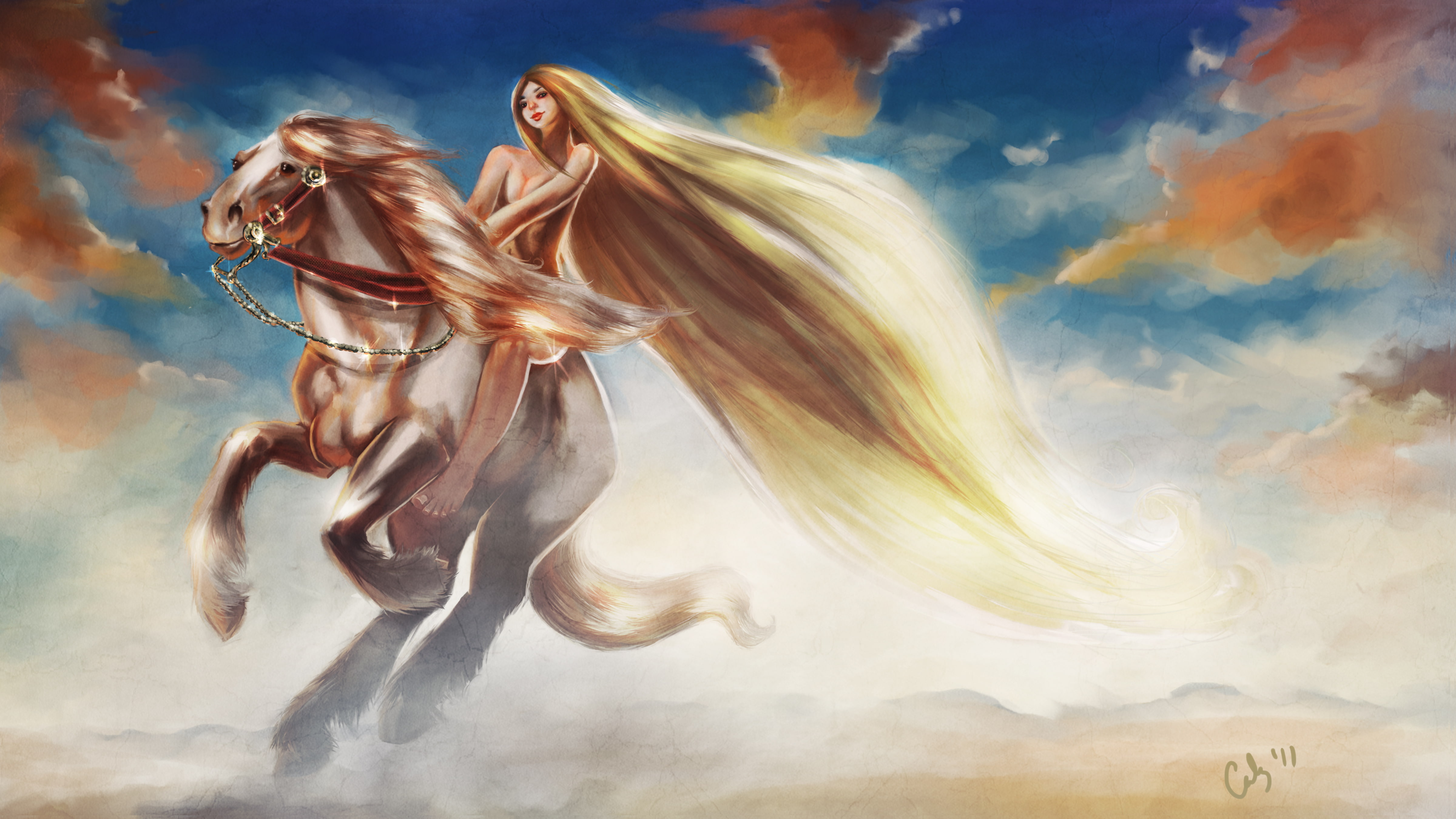 riding, ethereal, art, abstract, sky, multi colored, blurred motion, painting, clouds, underwater, cloud - sky, adult, smoke - physical structure, the sky, HD Wallpaper