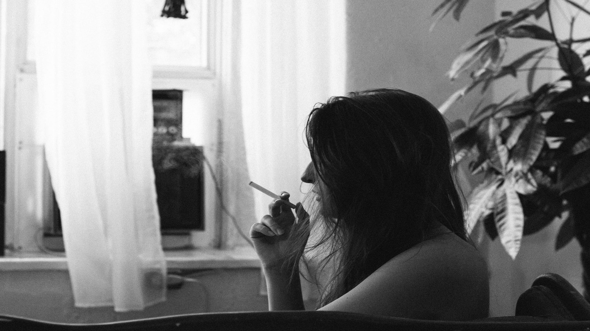 one person, indoors, home interior, young women, 1080P, holding, women, rear view, long hair, applying, preparation, adult, young adult, smoking, females, HD Wallpaper