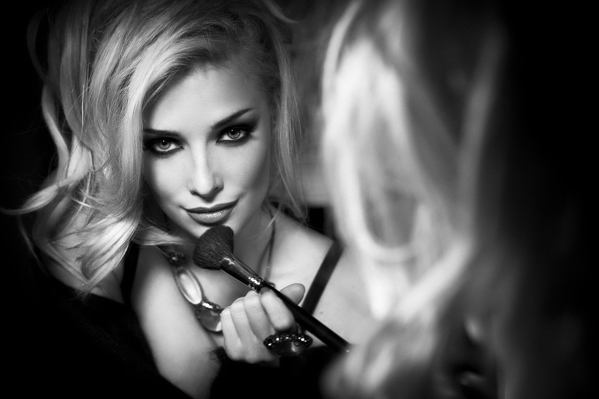 females, girl, make-up, young adult, people, hair, adult, human face, makeup, young women, Tatyana Kotova, black, brush, close-up, beauty, beautiful woman, HD Wallpaper