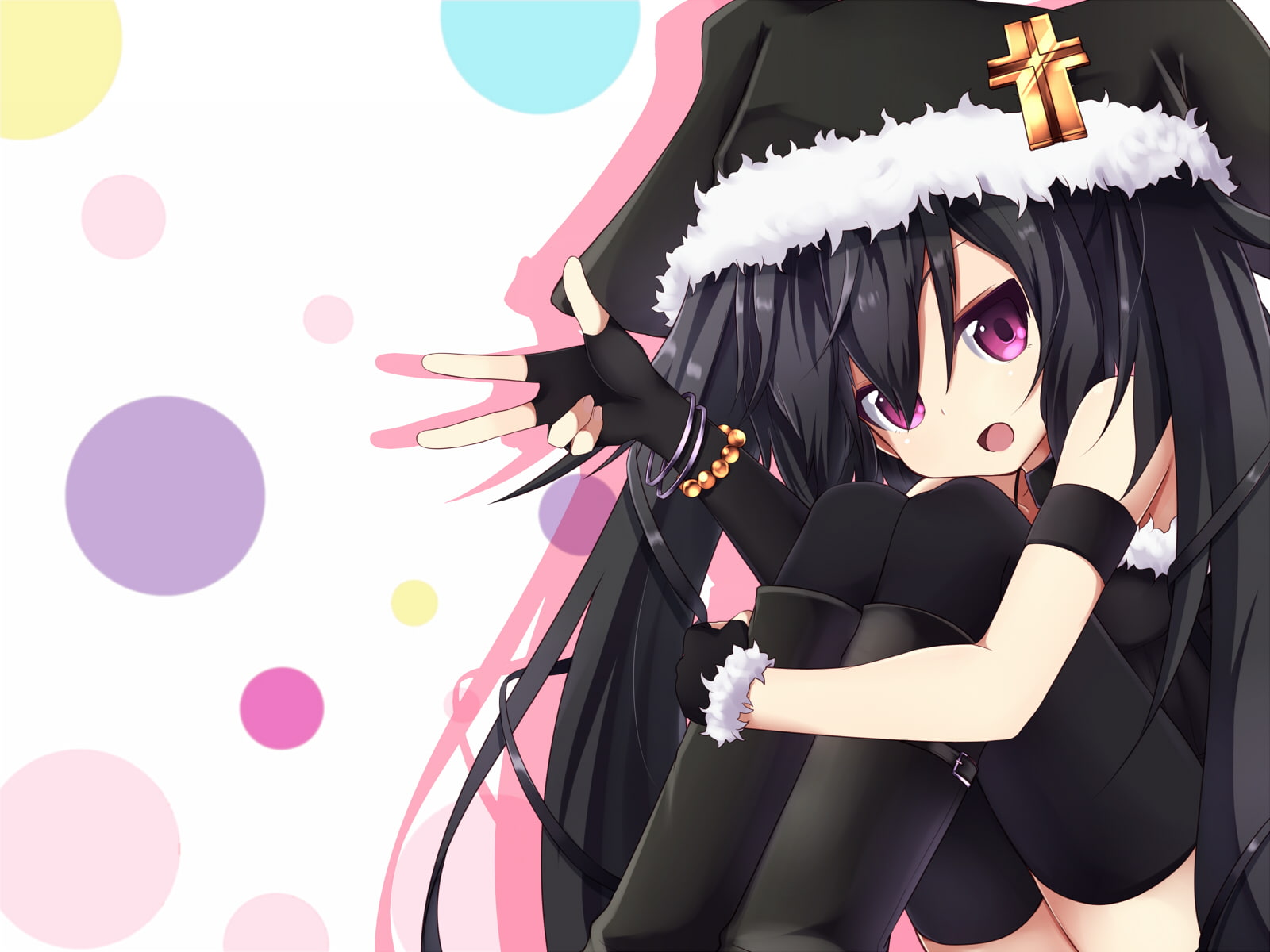 boots, 720P, black stockings, covering, pink color, studio shot, anime girls, headwear, black color, portrait, long hair, obscured face, young women, unrecognizable person, HD Wallpaper