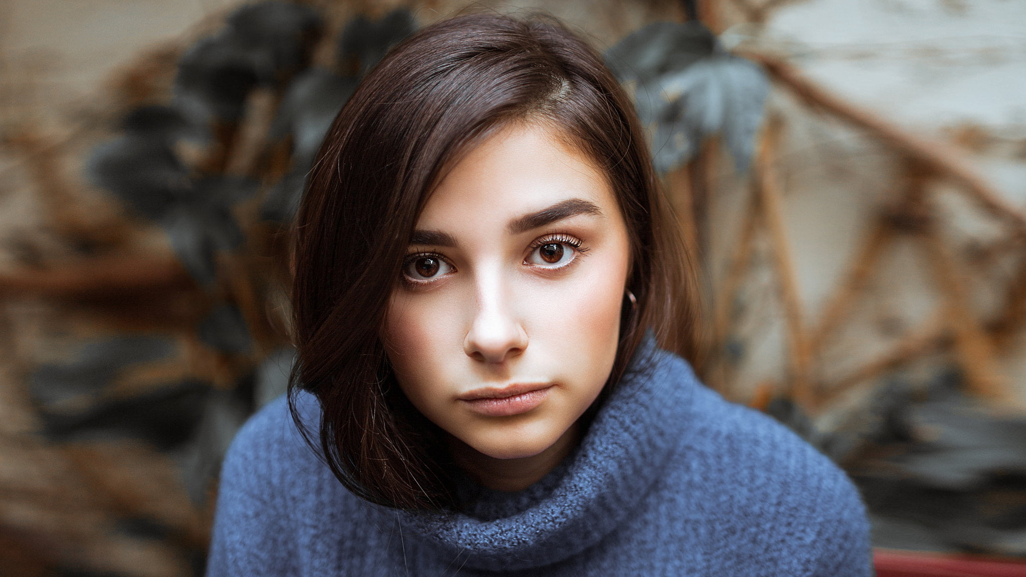 sweater, teenager, innocence, focus on foreground, child, close-up, looking at camera, hazel eyes, beauty, childhood, serious, turtlenecks, hairstyle, body part, HD Wallpaper