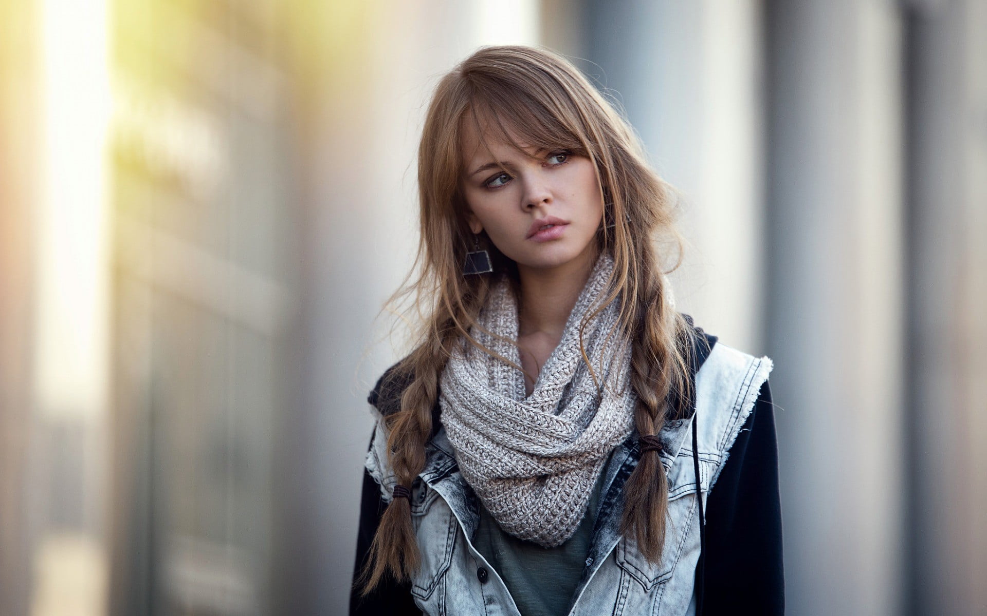 women, warm clothing, adult, one person, focus on foreground, scarf, portrait, brown hair, hairstyle, young adult, clothing, young women, Anastasia Scheglova, HD Wallpaper