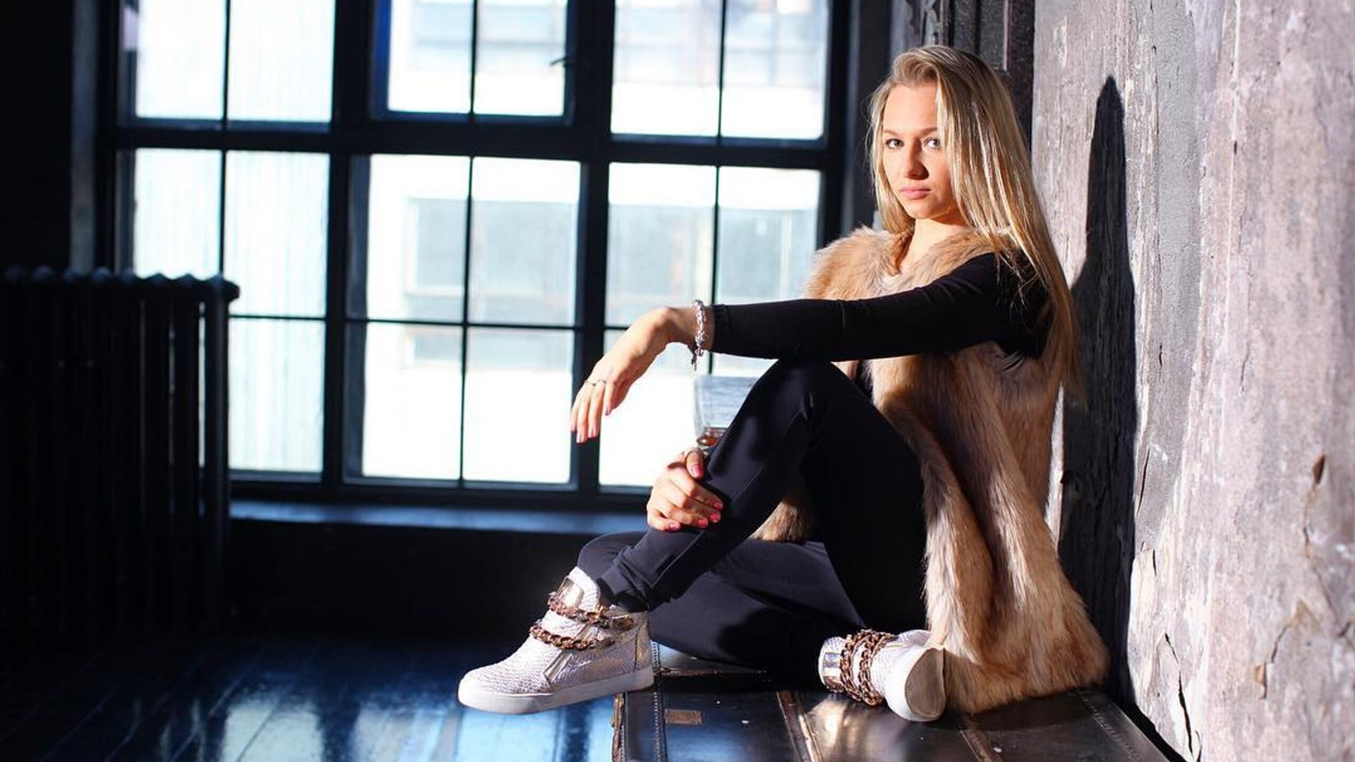 full length, Daria Spiridonova, day, casual clothing, indoors, adult, sunlight, one person, hair, 1080P, young women, sitting, window, real people, women, HD Wallpaper