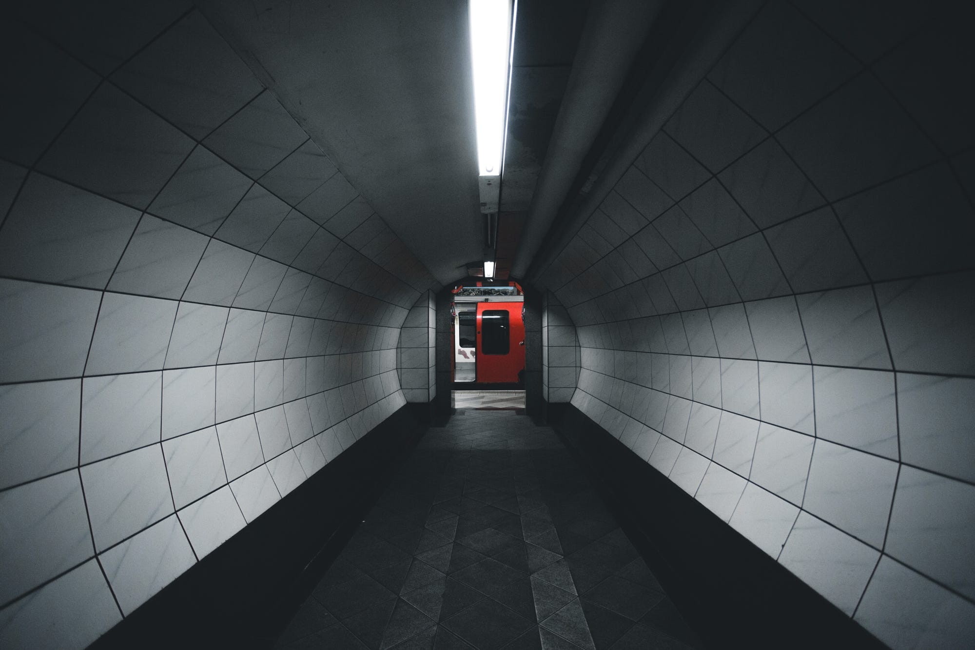 1080P, architecture, lights, tunnel, symmetry, door, HD Wallpaper