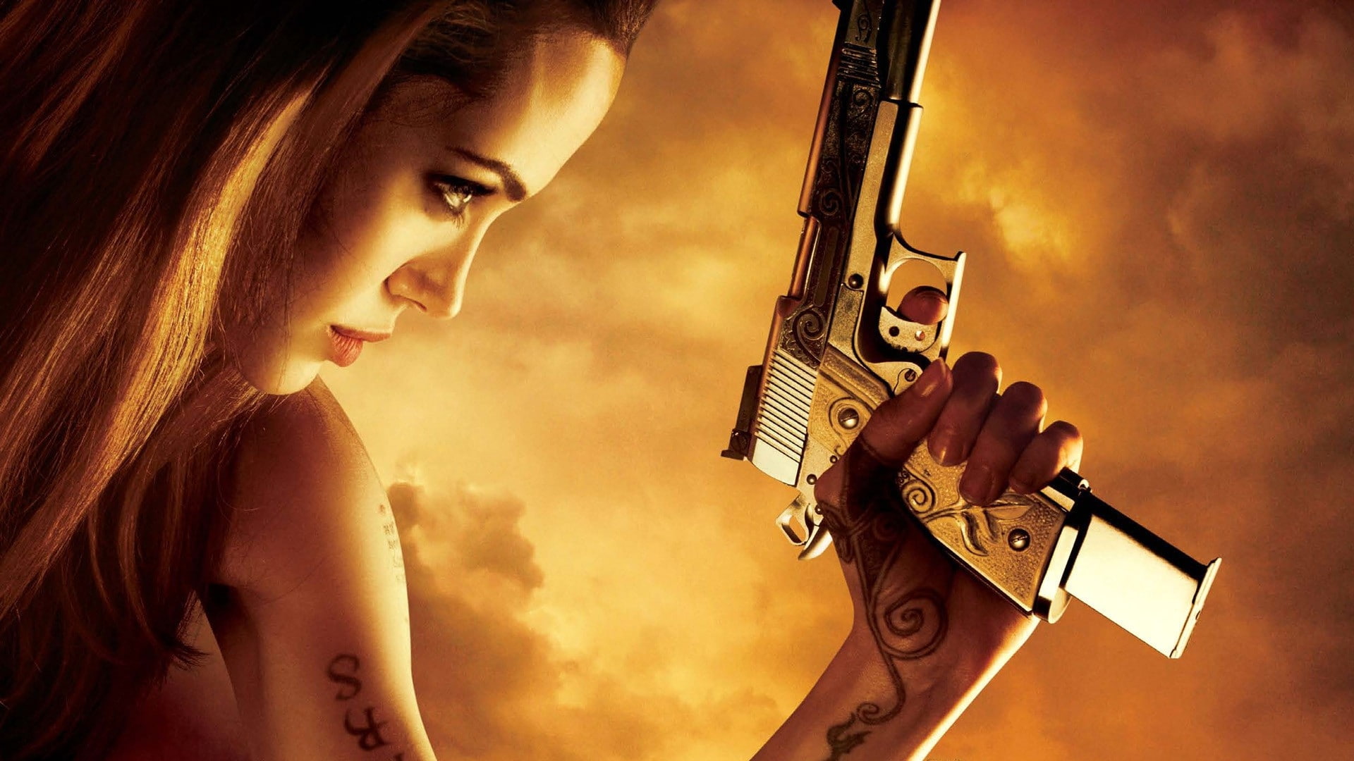 blondes, movies, women, movie, jolie, wanted, posters, hd, angelina, x, guns, 1080P, entertainment, art, HD Wallpaper