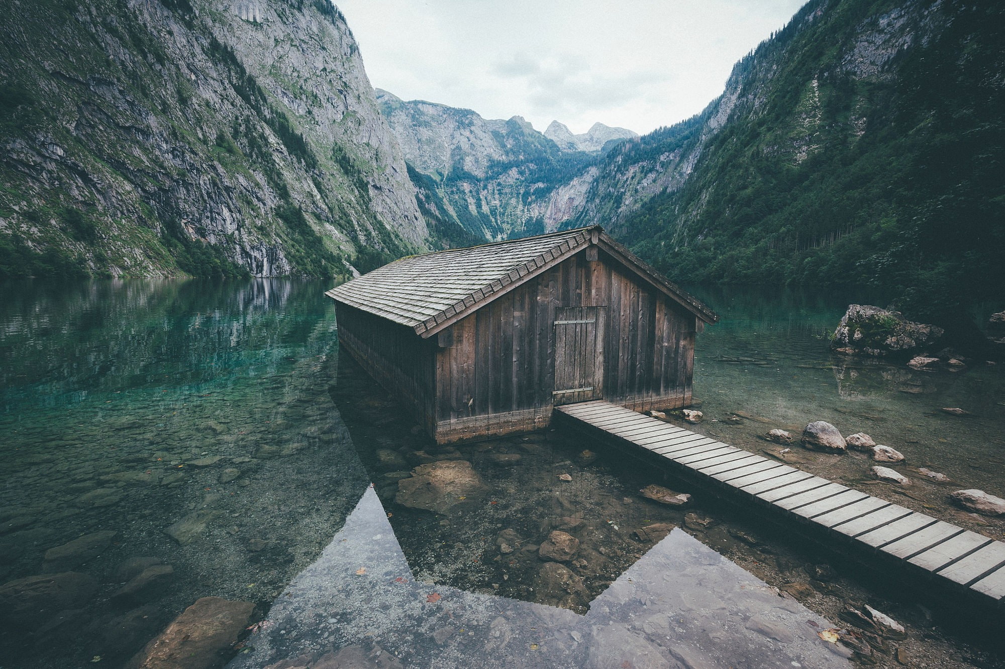 1080P, mountains, hut, lake, nature, HD Wallpaper