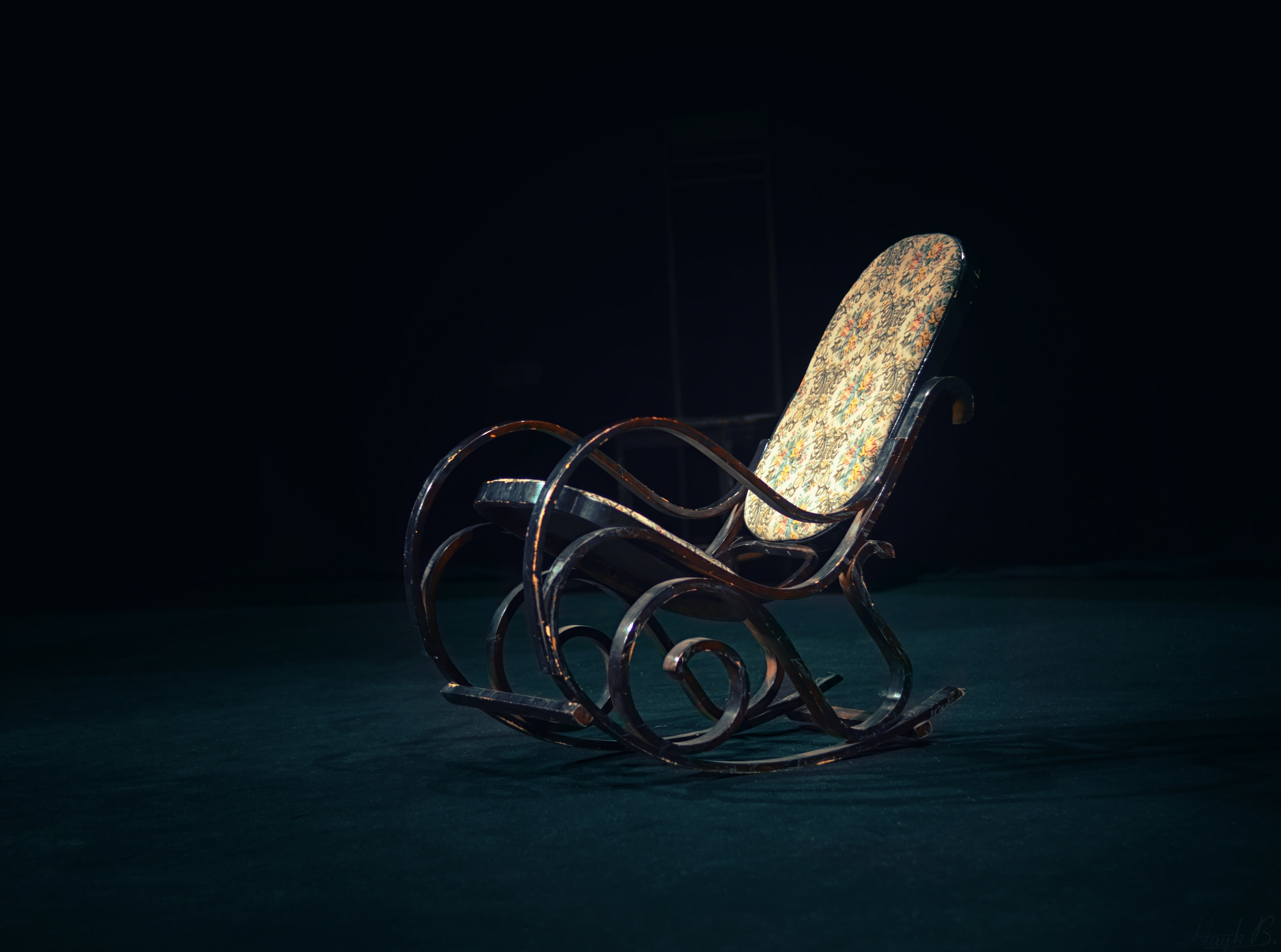 studio shot, Photography, night, cut out, black background, brown, single object, seat, illuminated, close-up, gray, armchair, Dark, copy space, stage, HD Wallpaper