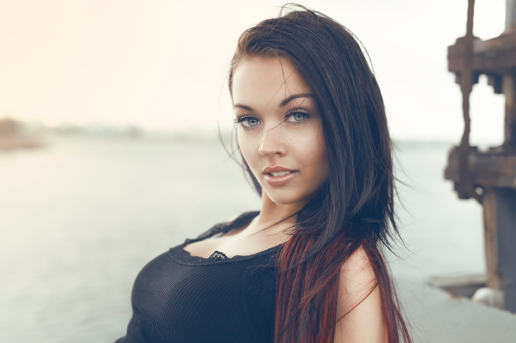 women, brunette, 1080P, hazel eyes, HD Wallpaper