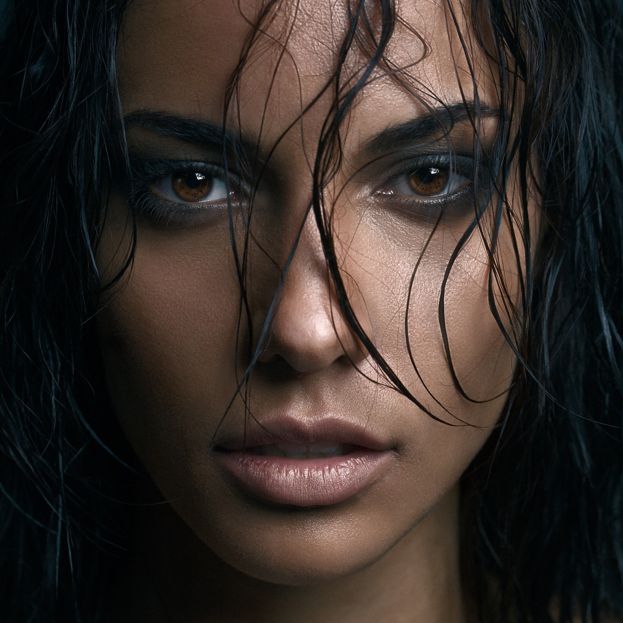 brunette, 1080P, hazel eyes, women, Eugénie Journée, face, closeup, Phone HD Wallpaper