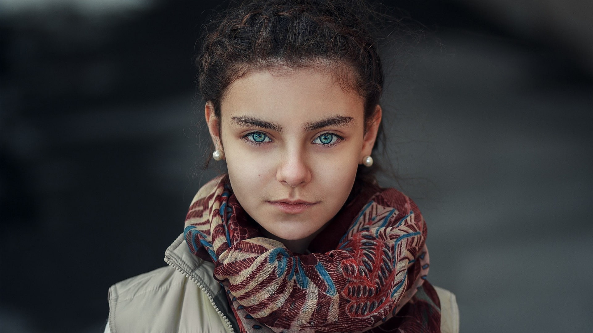 depression - sadness, clothing, model, contemplation, close-up, depth of field, child, brown hair, sadness, innocence, women, human face, 1080P, blue eyes, HD Wallpaper