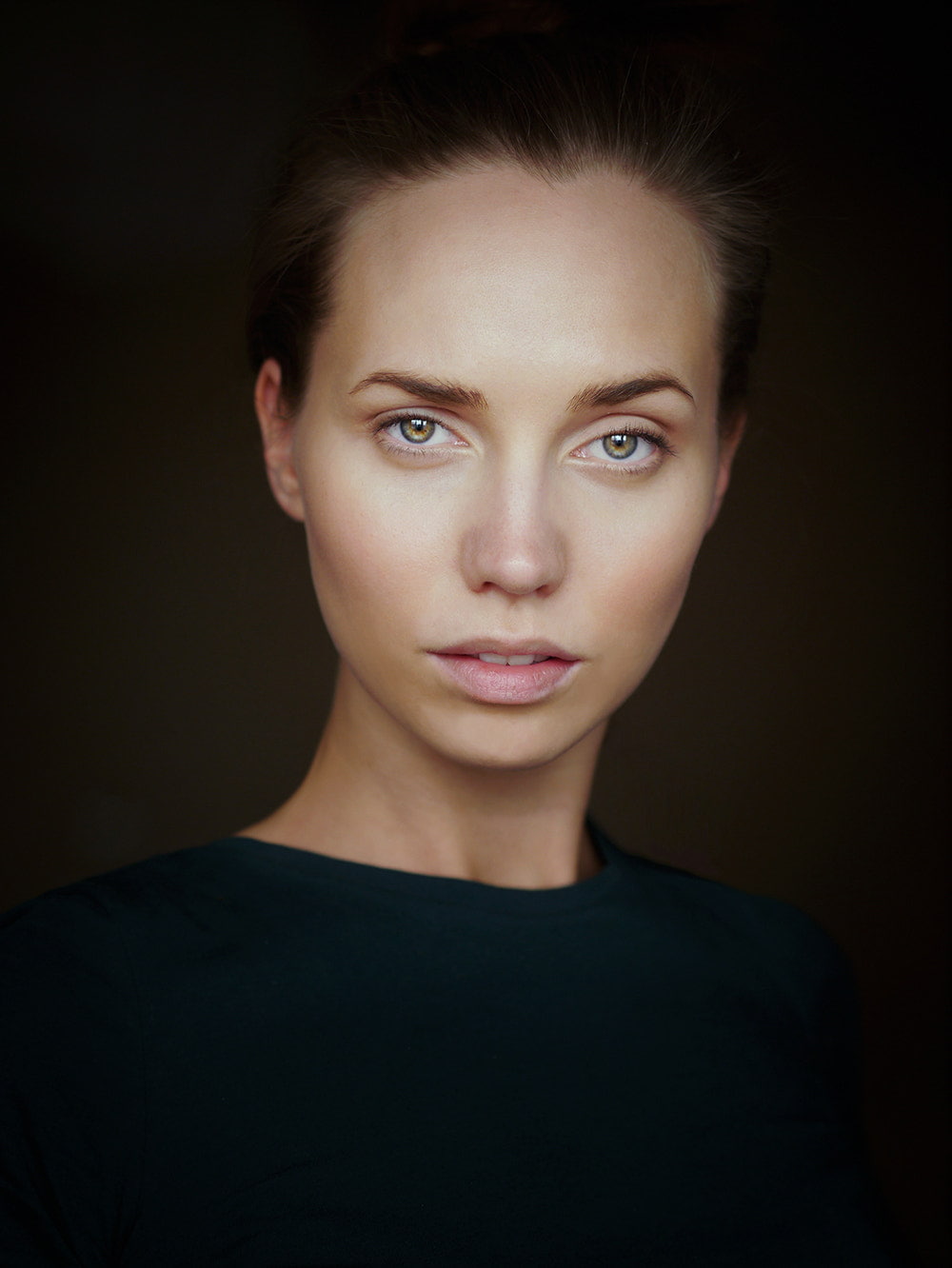 body part, headshot, brown hair, hazel eyes, front view, human face, studio shot, contemplation, beauty, young adult, women, face, portrait, beautiful woman, Phone HD Wallpaper