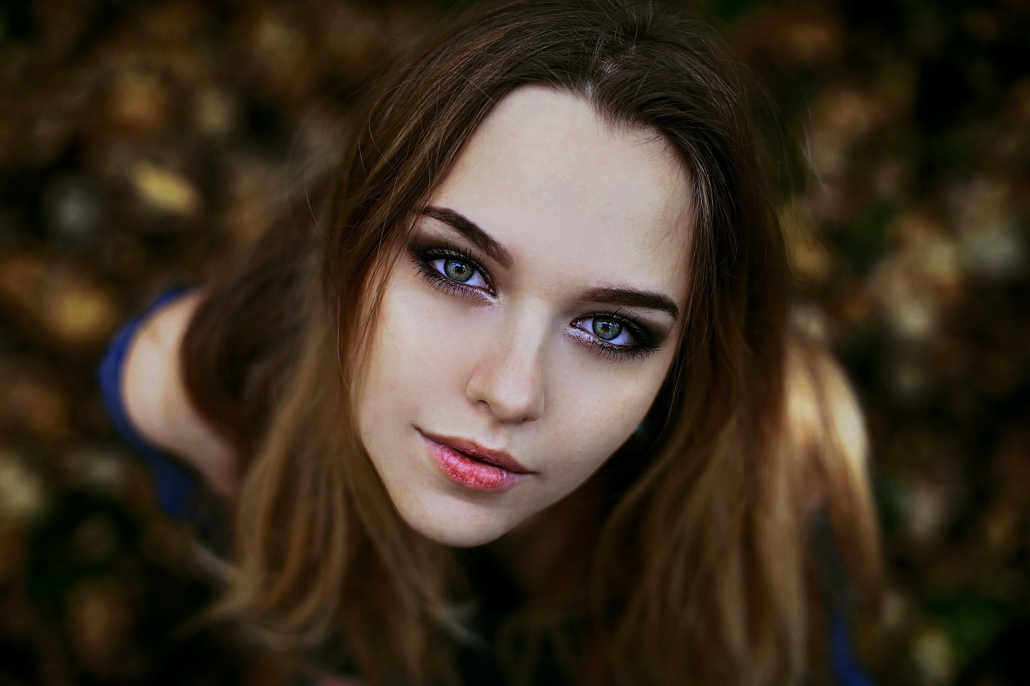 teenager, smoky eyes, closeup, brunette, brown hair, serious, looking at camera, close-up, portrait, hairstyle, beautiful people, long hair, human body part, HD Wallpaper