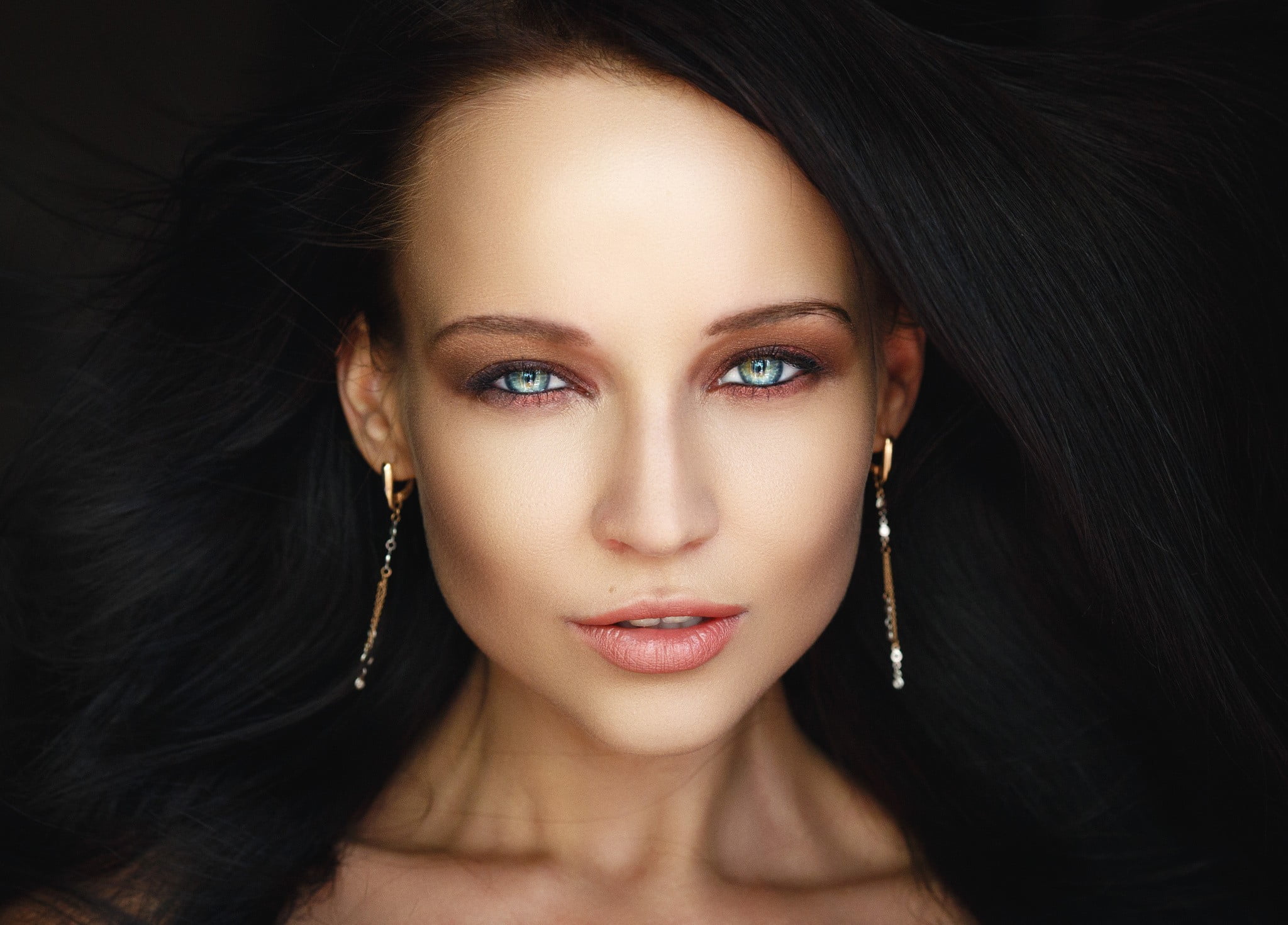 beautiful woman, luxury, Angelina Petrova, one person, black background, looking at camera, adult, teenager, women, close-up, fashion, body part, young adult, HD Wallpaper