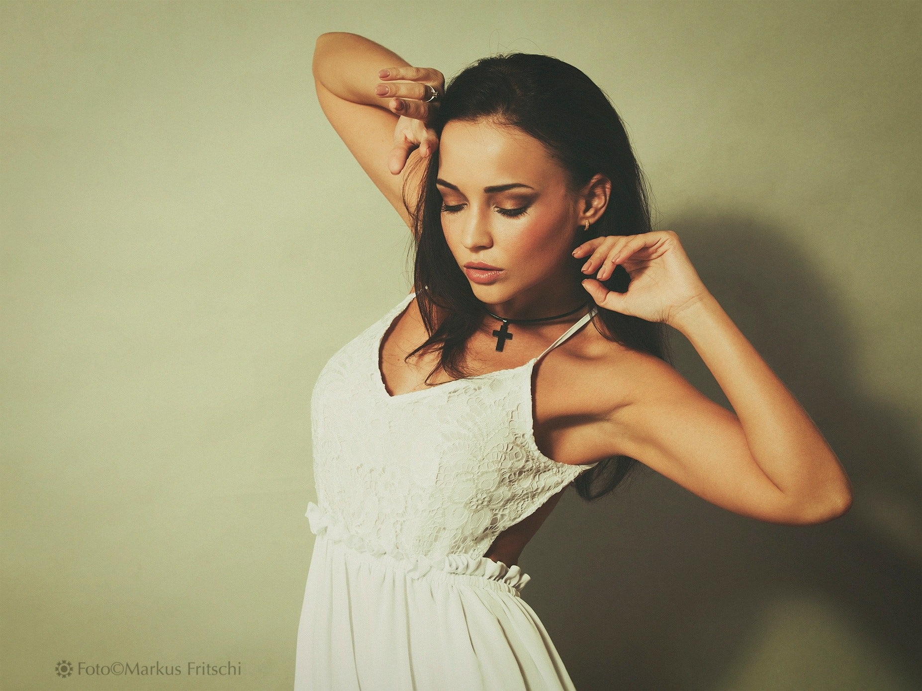 fashion, one person, hair, clothing, adult, portrait, studio shot, Angelina Petrova, model, hairstyle, standing, beauty, armpits, three quarter length, HD Wallpaper