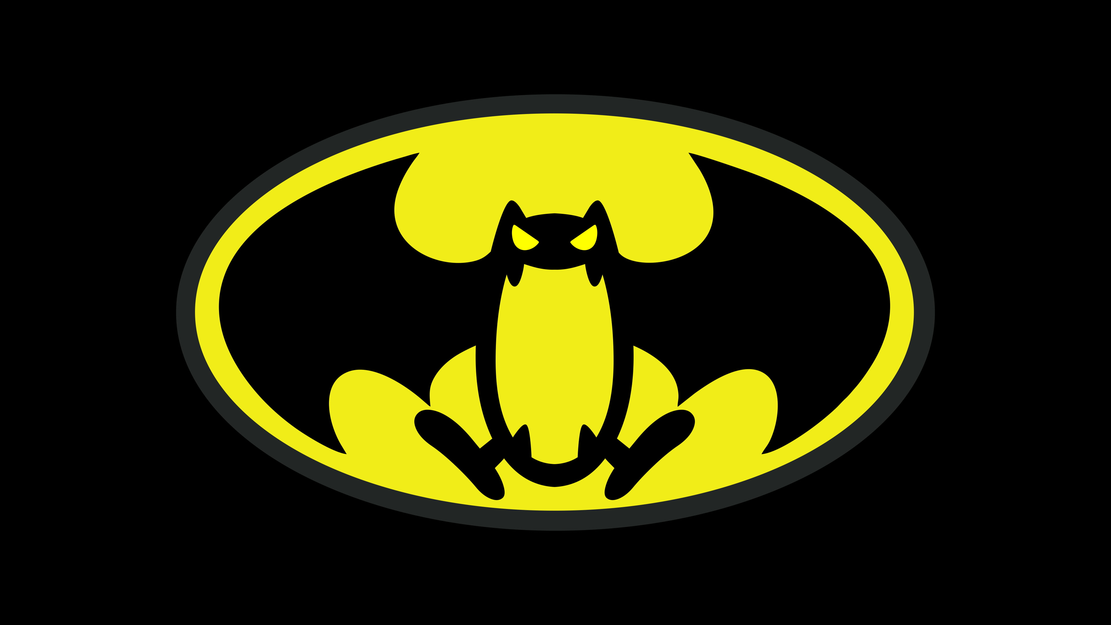 studio shot, close-up, Golbat, black color, vector, animal themes, yellow, 4K, Batman, Pokémon, logo, circle, cut out, indoors, animal wildlife, representation, HD Wallpaper