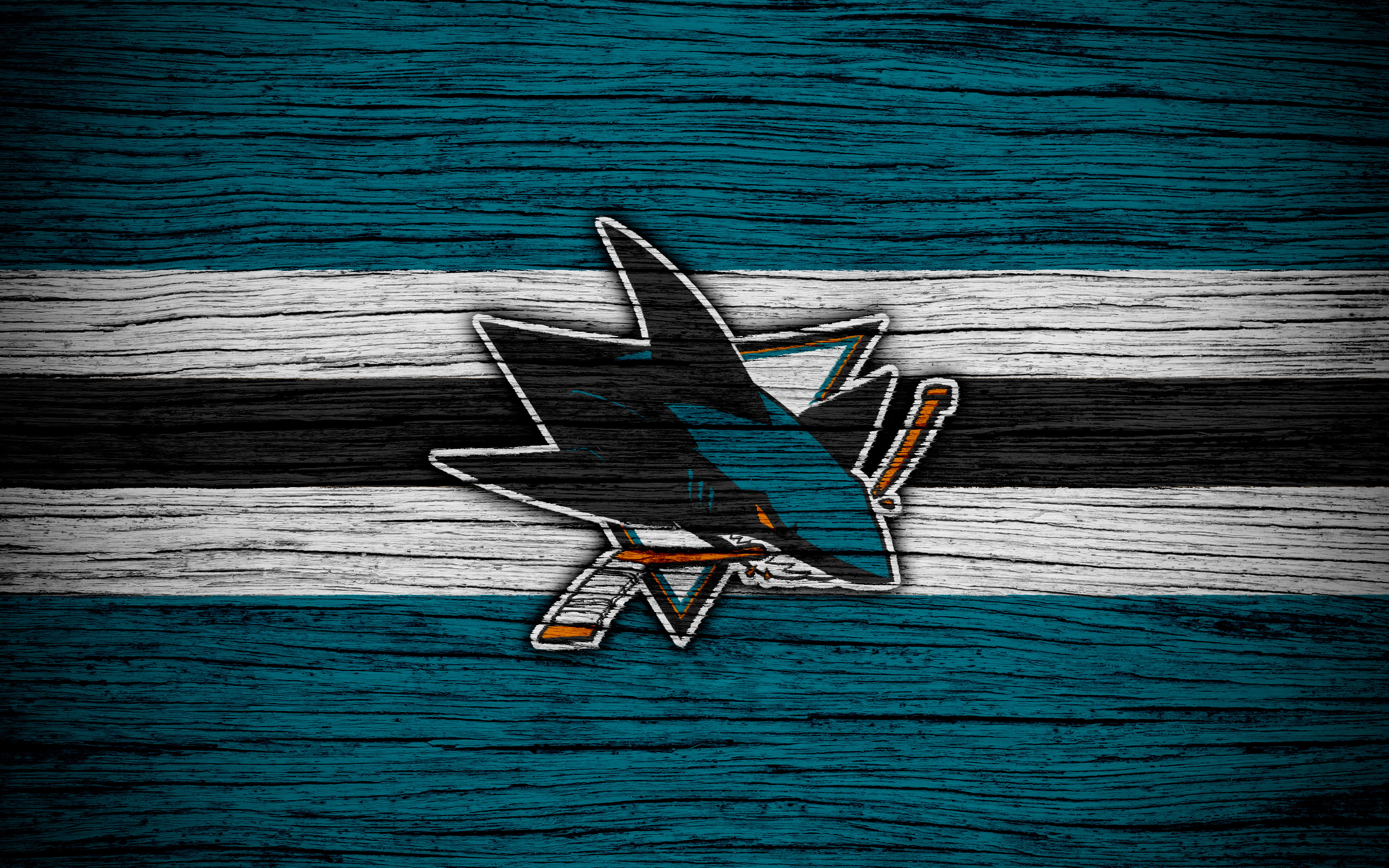 Logo, Emblem, San Jose Sharks, 4K, NHL, Hockey, HD Wallpaper