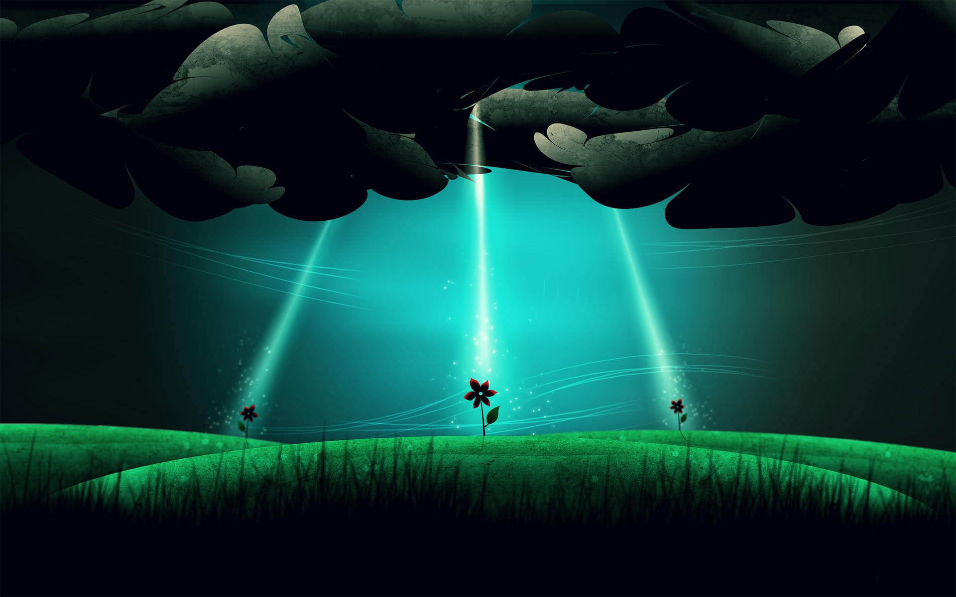 digital, dark, stage - Performance Space, one person, human body part, landscape, grass, blue, finger, motion, daisies, backgrounds, people, men, light, HD Wallpaper