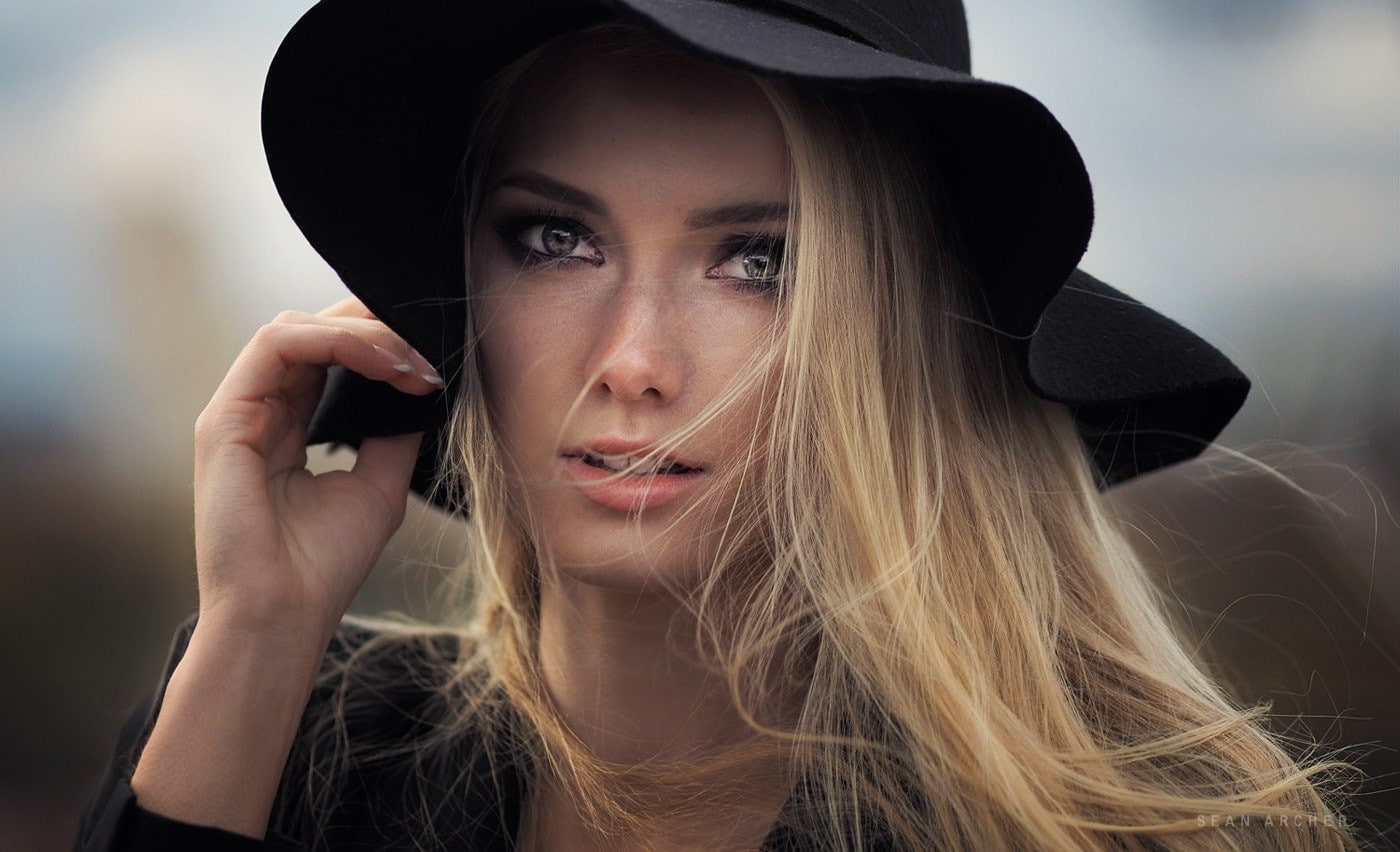 millinery, portrait, one person, model, long hair, hair in face, adult, face, human face, looking at viewer, looking at camera, hairstyle, real people, HD Wallpaper