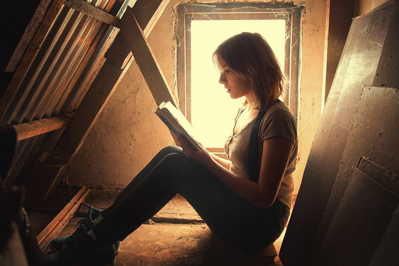 women, introvert, attics, books, 720P, HD Wallpaper