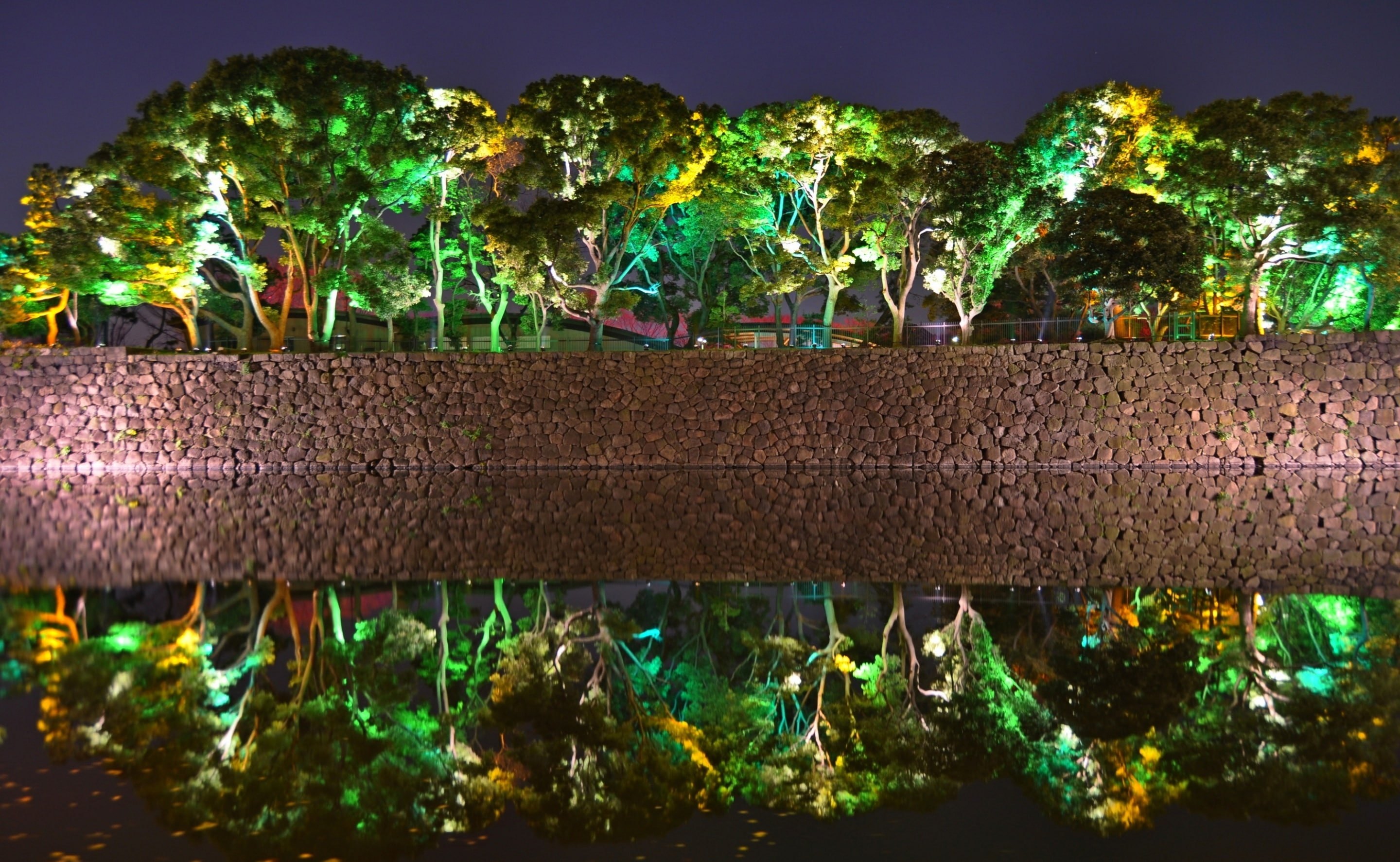 marunouchi, Pond, imperialpalace, Imperial, Light, Tokyo, minatoku, nikon, Japan, Palace, Xmas, City, Night, Tokio, nishishinbashi, Wall, 2K, lighted, HD Wallpaper