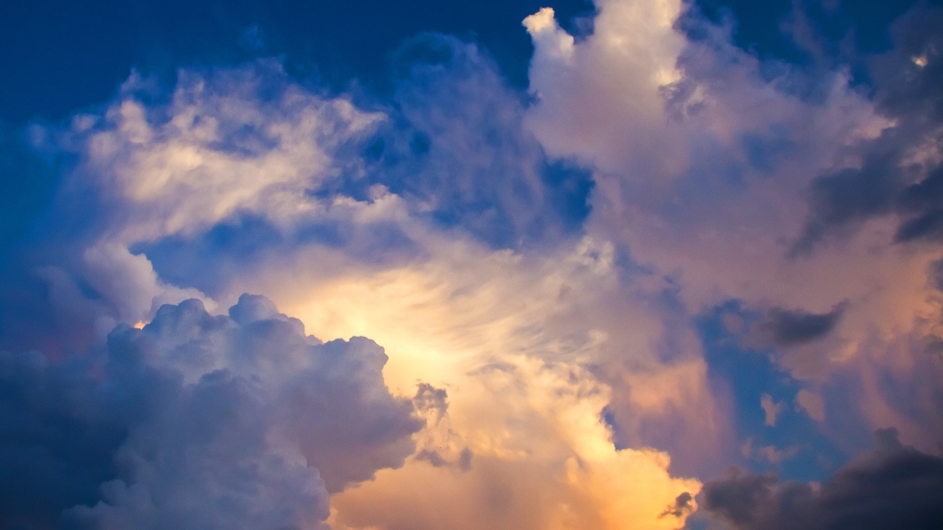 moody sky, outdoors, abstract backgrounds, clouds, beauty in nature, idyllic, overcast, blue, tranquil scene, sky, 1080P, wind, backgrounds, meteorology, HD Wallpaper