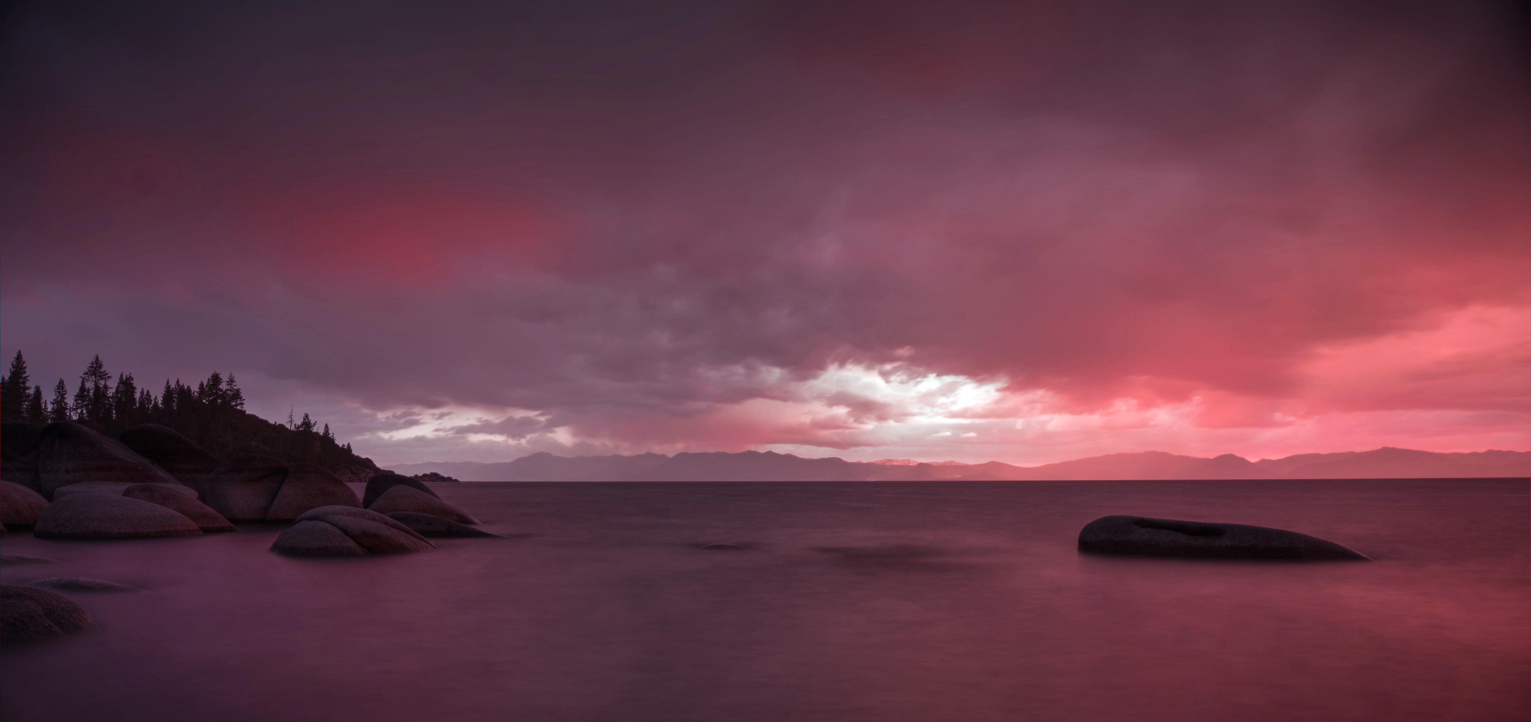 nature, scenics, Incline Village, long, sky, cloudy, trees, photography, SEL-P1650, body of water, sunset, sunset  lake, drive me wild, near, water, RAW, HD Wallpaper
