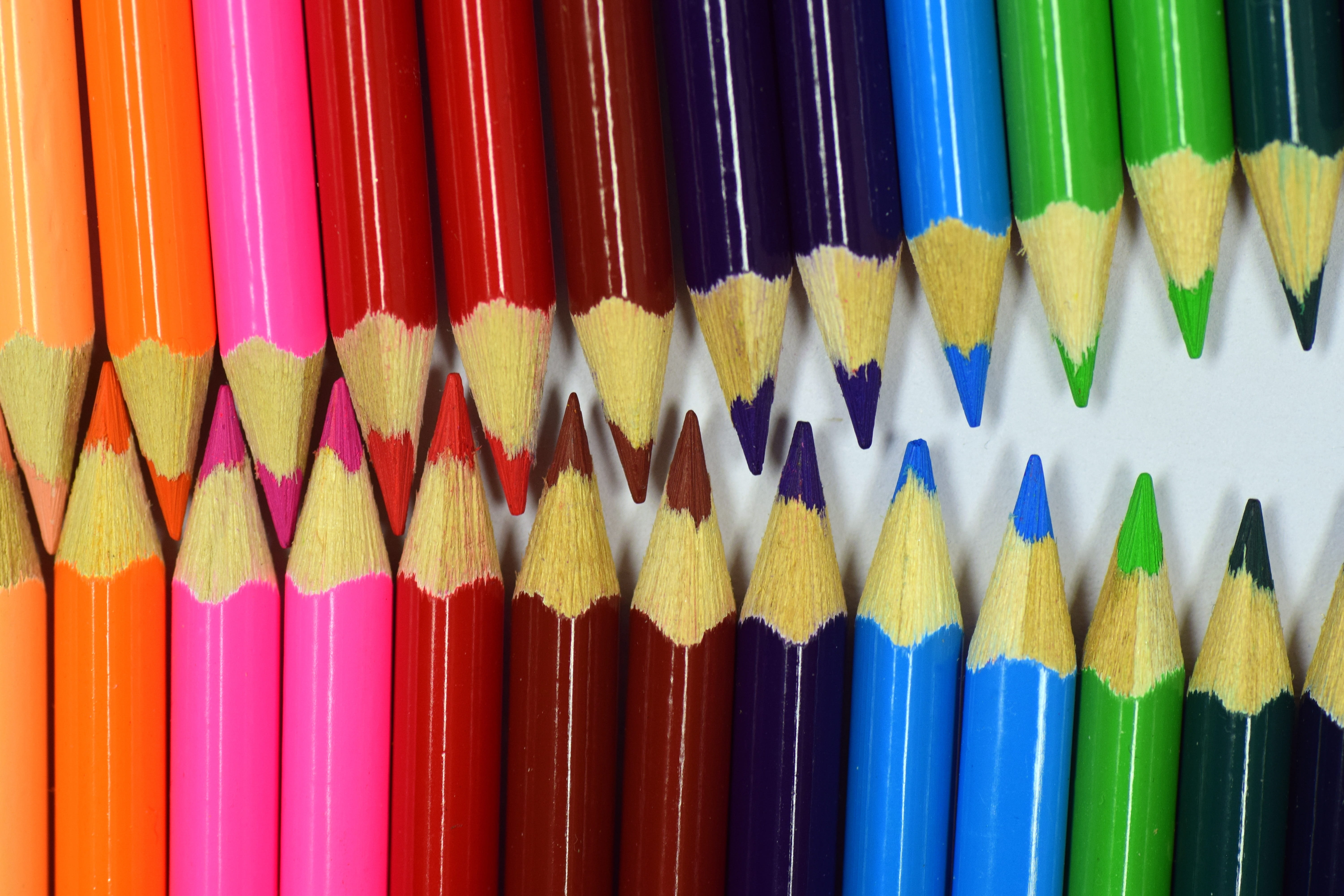 variety, colored pencil, wooden pegs, bright, side by side, indoors, fill, art and craft, close, art and craft equipment, in a row, no people, draw, pink, HD Wallpaper