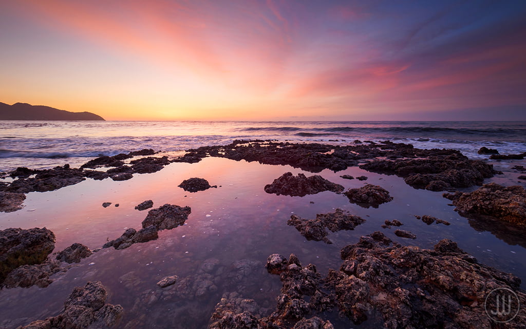 Warm, coastline, water, Mediterranean Sea, Clouds, James, OLYMPUS, Colour, Yellow, Landscape, Whitesmith, formation, Red  Orange, 480P, Sky, Morning, rock - Object, HD Wallpaper