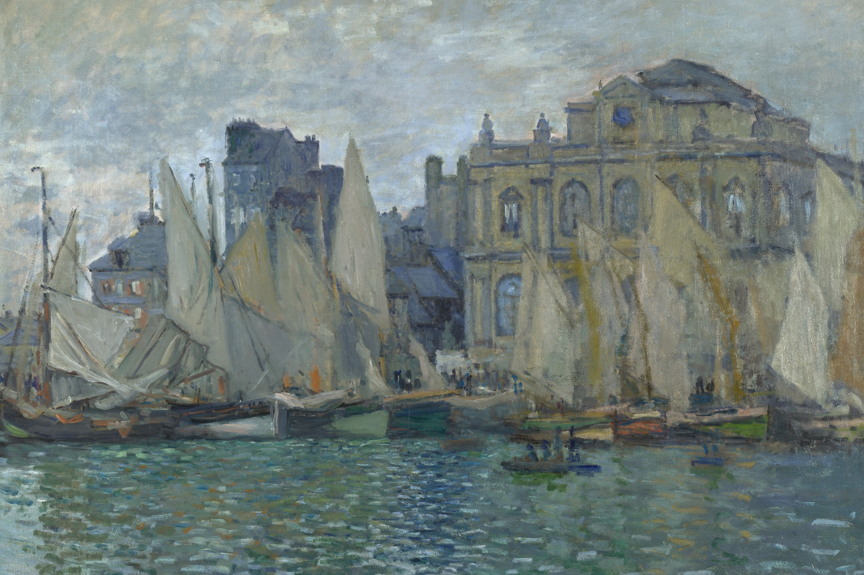 The Museum Of Le Havre, boat, sail, 2K, picture, sea, the urban landscape, Claude Monet, HD Wallpaper