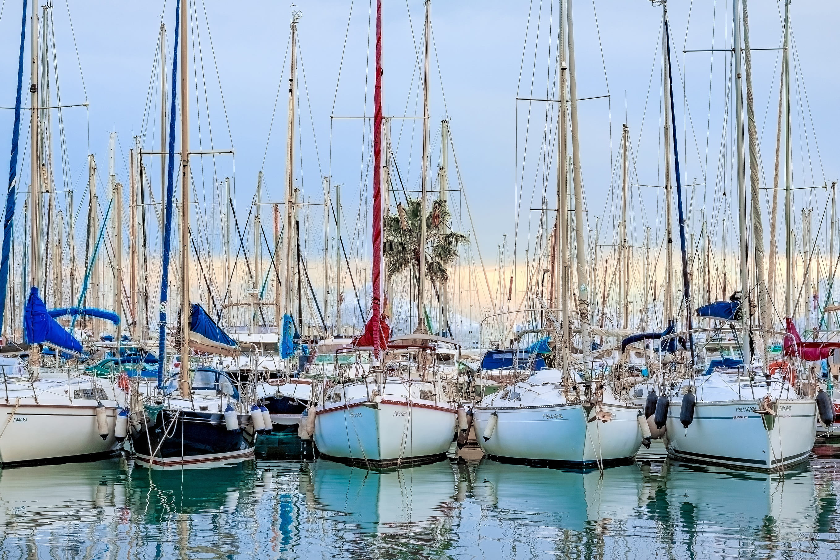 palma de mallorca, outdoors, landscape, harbor, reflection, travel, sailboat, water, transportation, nautical vessel, waters, sunny, mode of transportation, HD Wallpaper