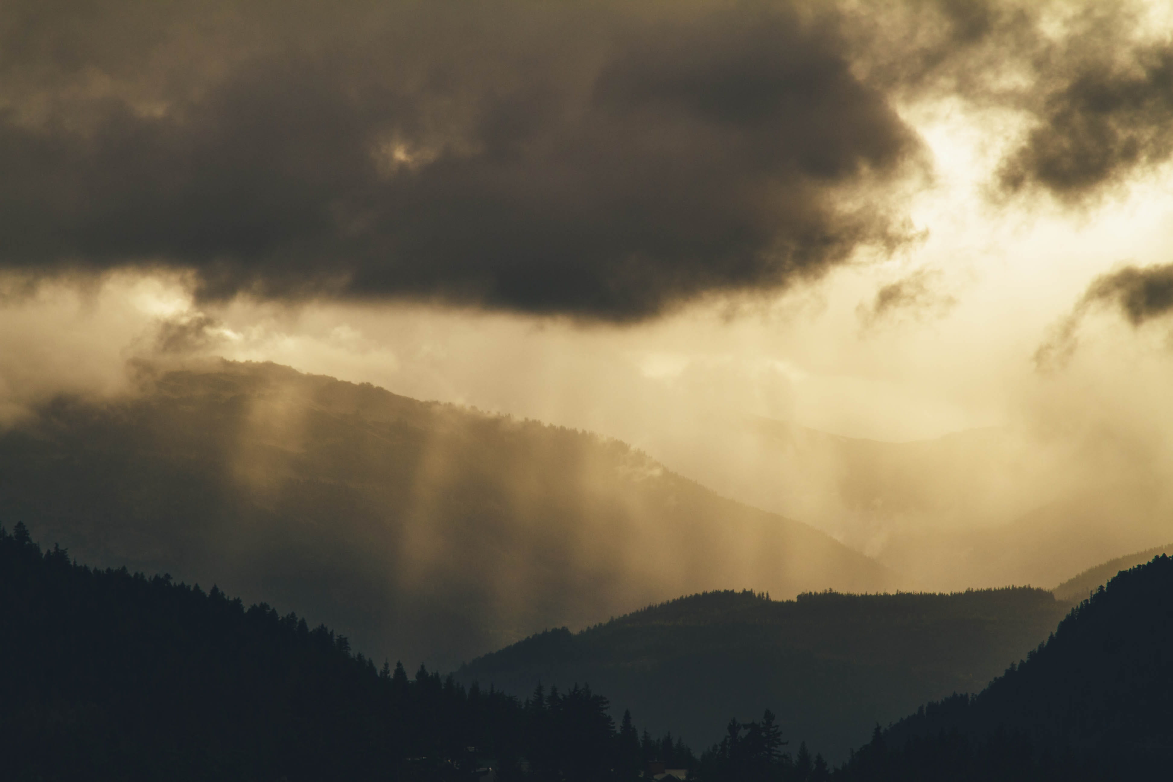 sunray, sunrise, silhouette, non-urban scene, sunset, forest, beauty in nature, photo, no people, cloudscape, rays, crepuscular, fog, outdoors, cloud - sky, HD Wallpaper
