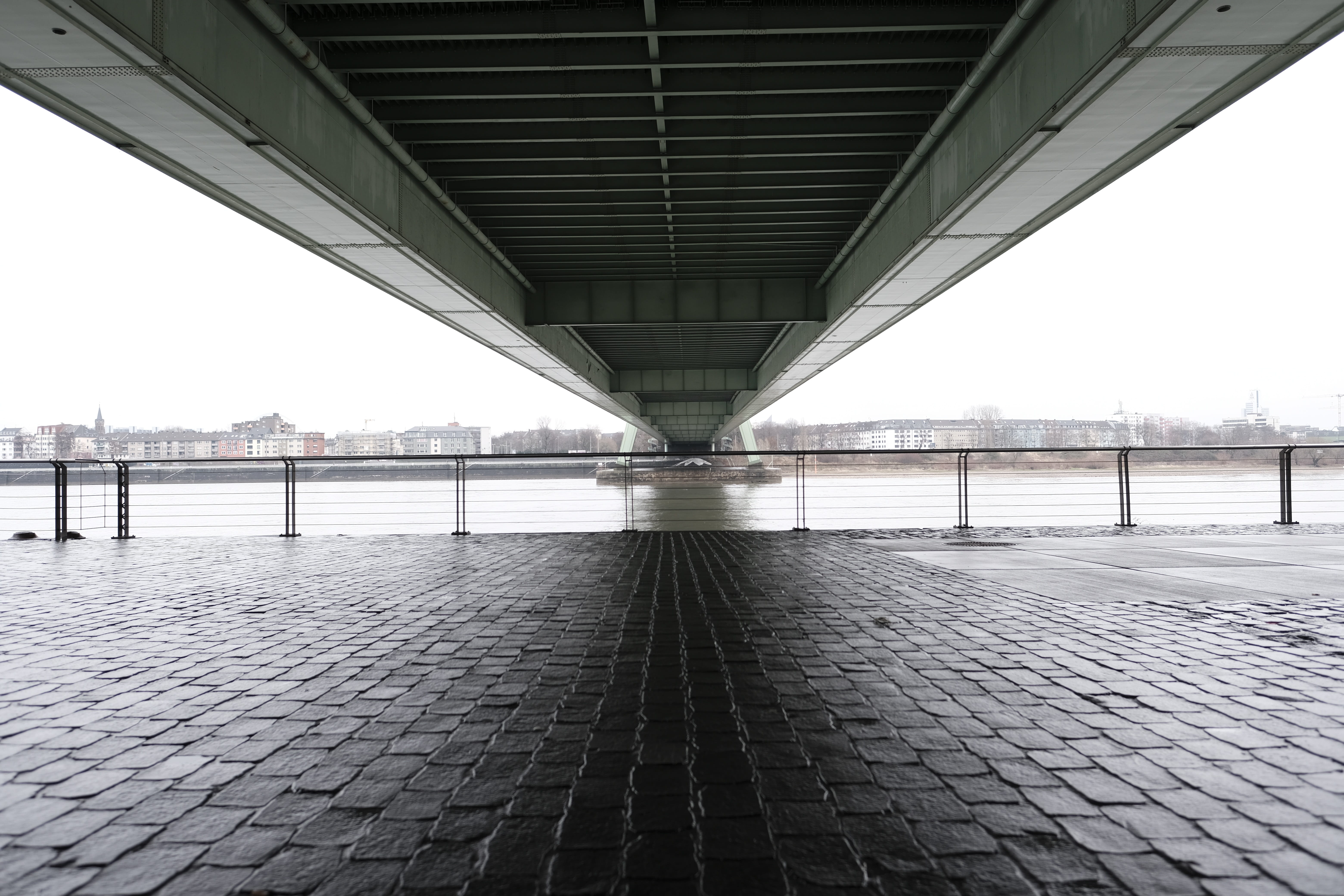 pedestrian, city, rhine, 5K, no people, bridge, outdoors, nature, transportation, bridge - man made structure, architectural column, footpath, connection, HD Wallpaper