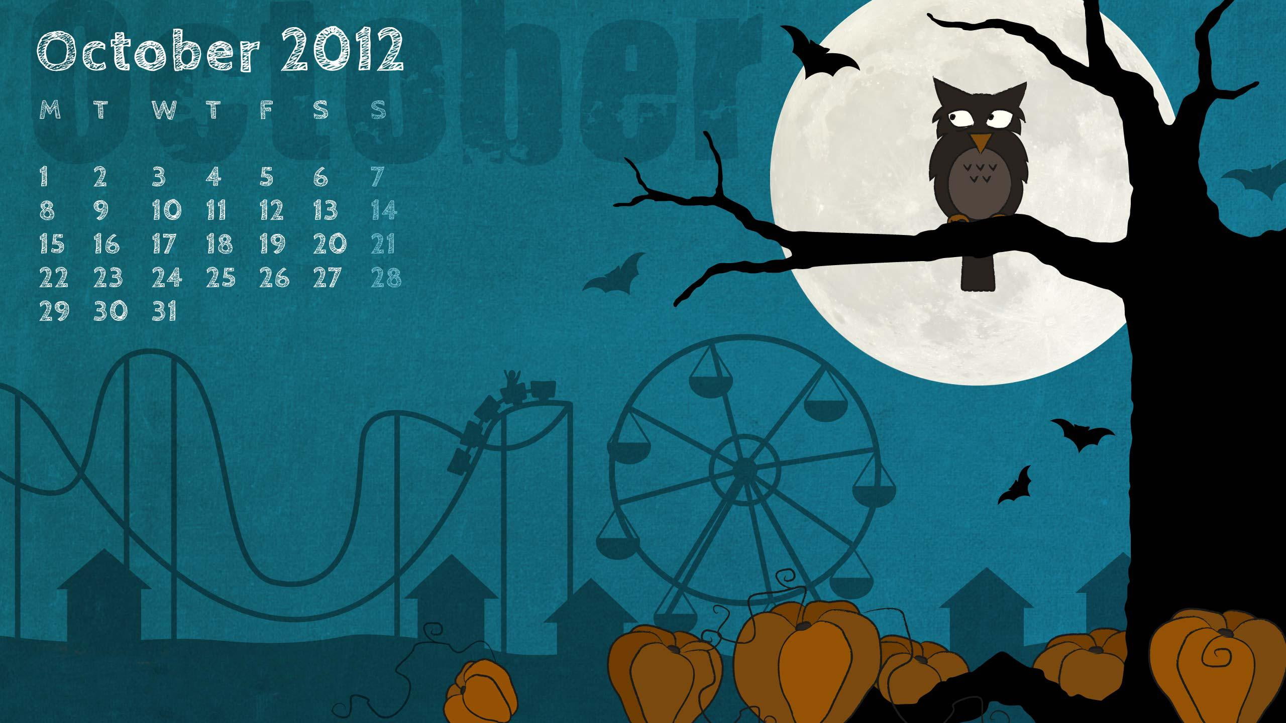 halloween, 2K, october, moon, abstract, 3d and abstract, october 2012, calendar, HD Wallpaper