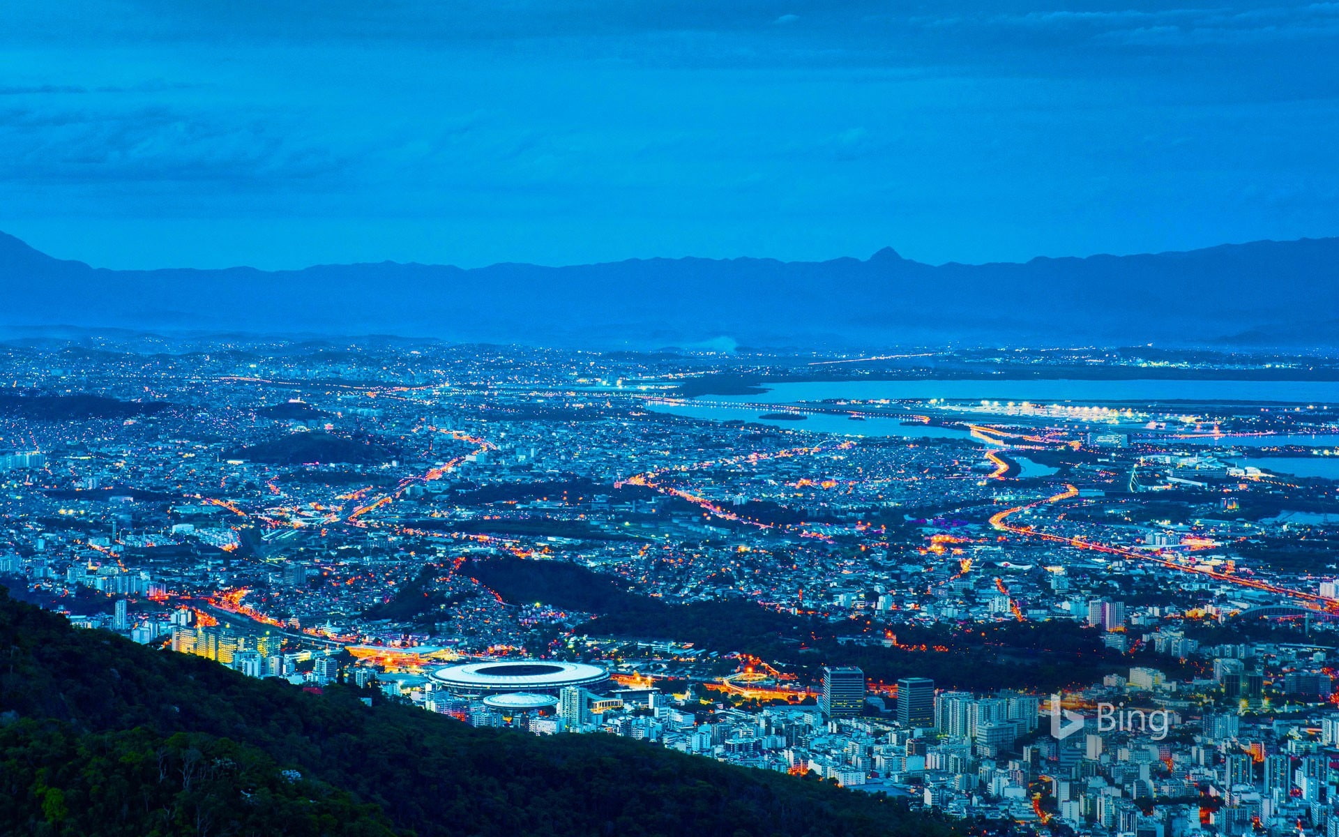 landscape, dusk, maracana, land, cityscape, desktop, built structure, beauty in nature, building exterior, 1080P, bing, outdoors, wallp, stadium, rio, HD Wallpaper