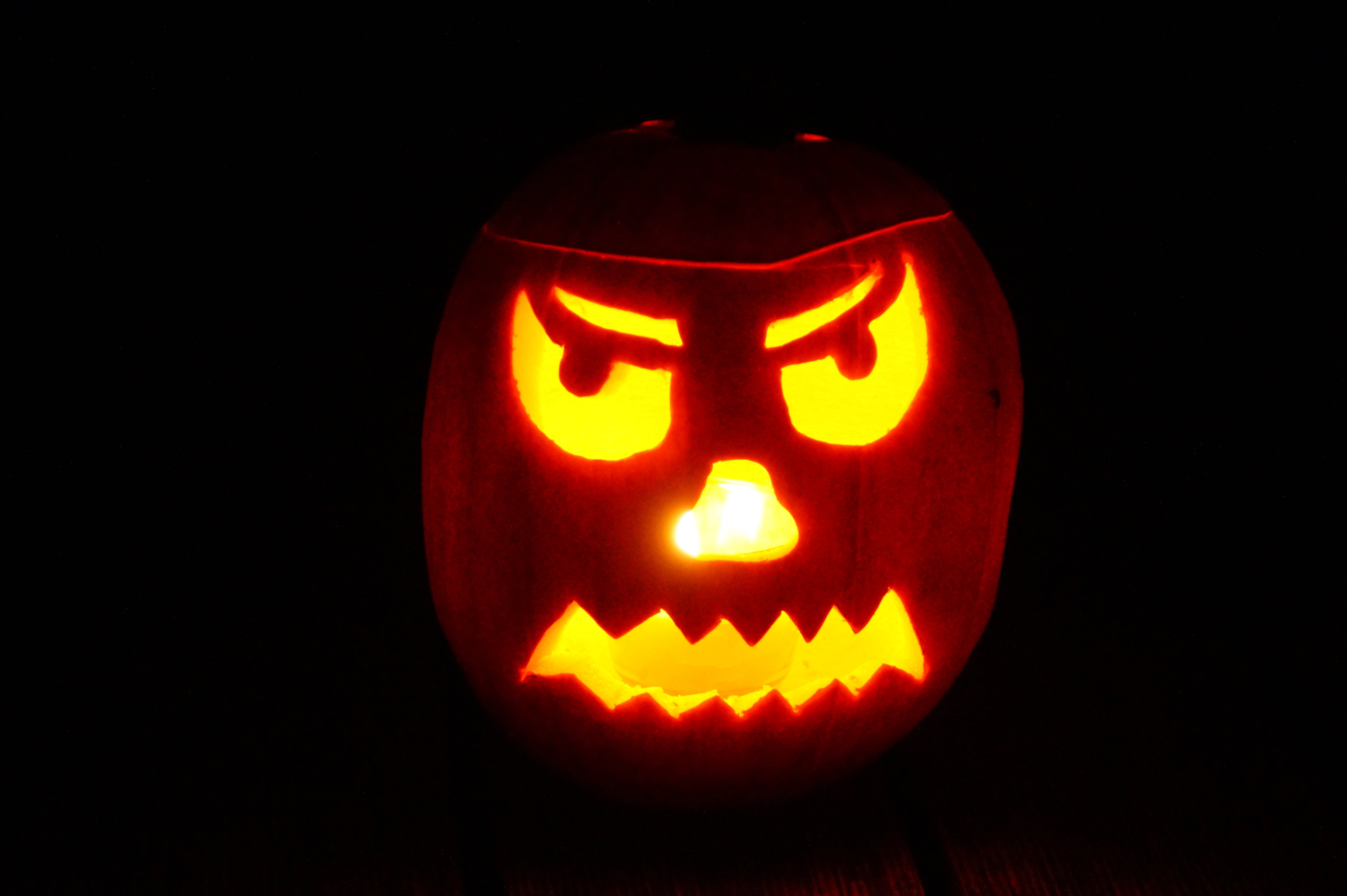 no people, hollow out, darkness, food, dark, jack olantern, anthropomorphic face, carving pumpkin, illuminated, empty, 5K, creativity, jack o lantern, HD Wallpaper