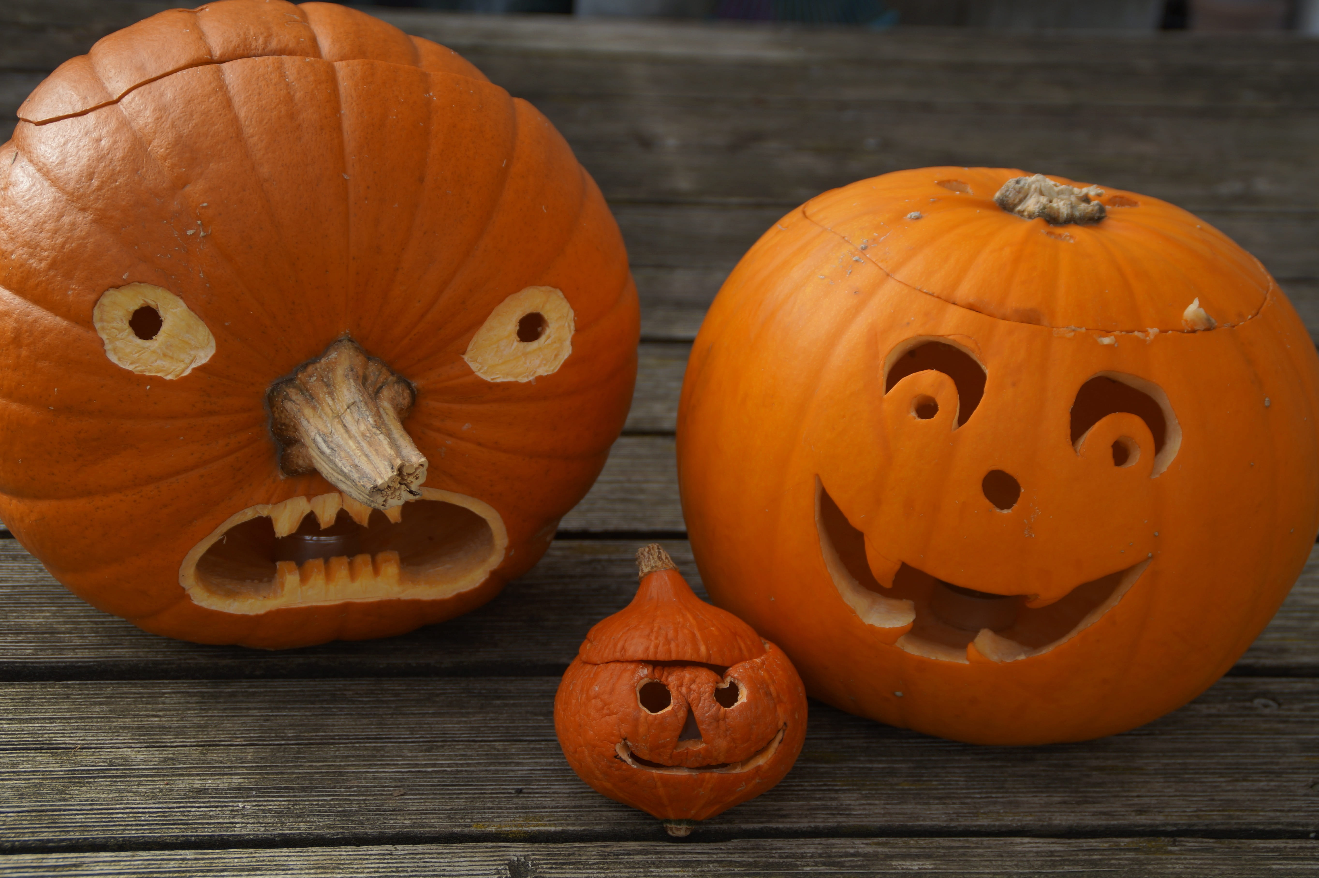 craft, pumpkin ghost, creativity, close-up, halloweenkuerbis, autumn, orange color, food, table, jack o lantern, jack olantern, fash, child, wood - material, HD Wallpaper