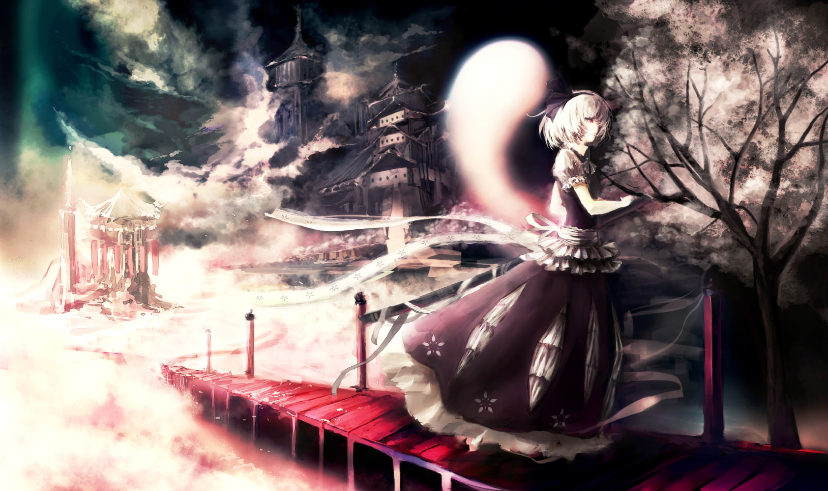 weapon, touhou, hair, iori, 720P, sword, dress, youmu, short, white, katana, konpaku, HD Wallpaper