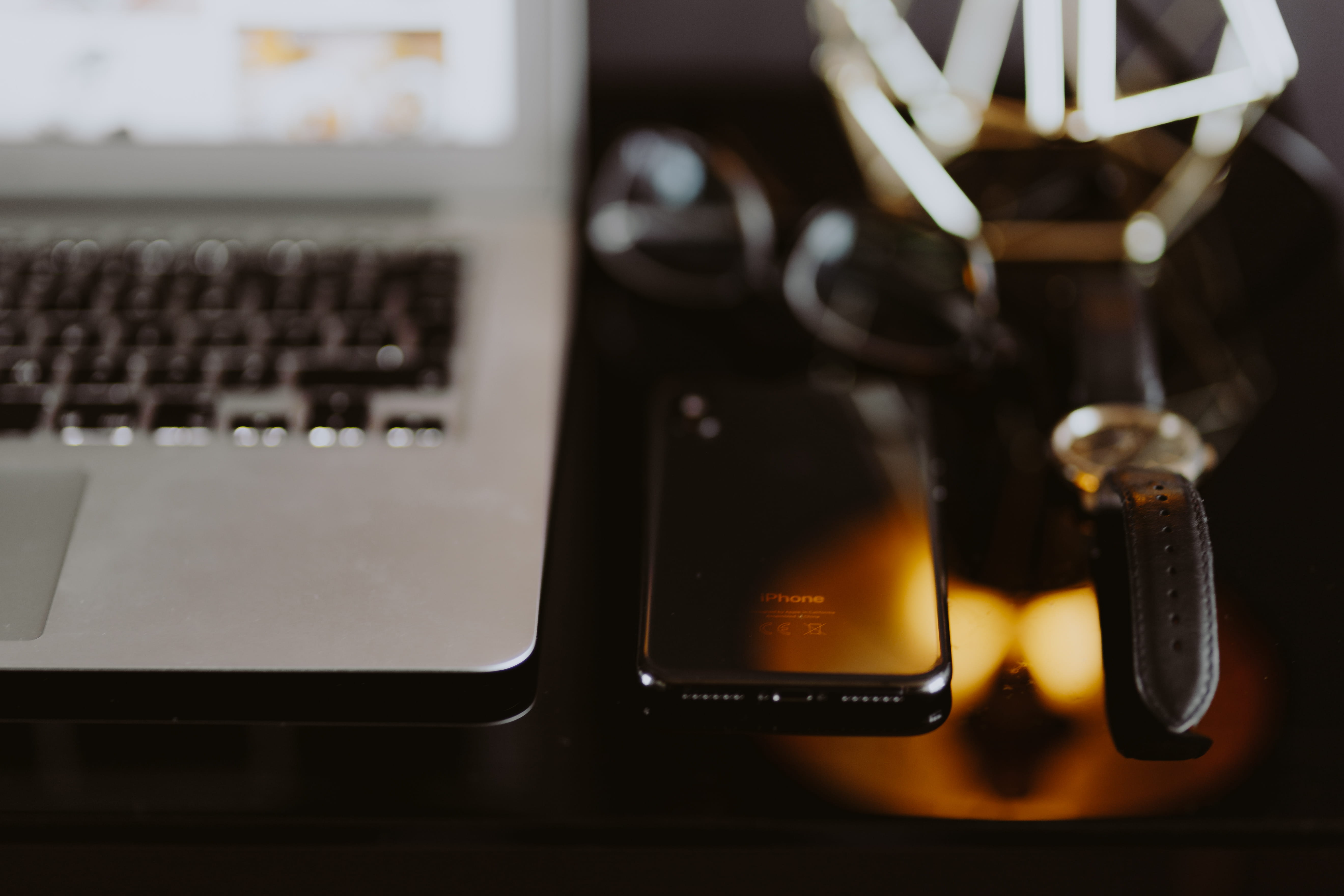 wireless technology, technology, macbook, painting, home, table, still life, drink, office, selective focus, laptop, 5K, mobile, machinery, work, golden, HD Wallpaper
