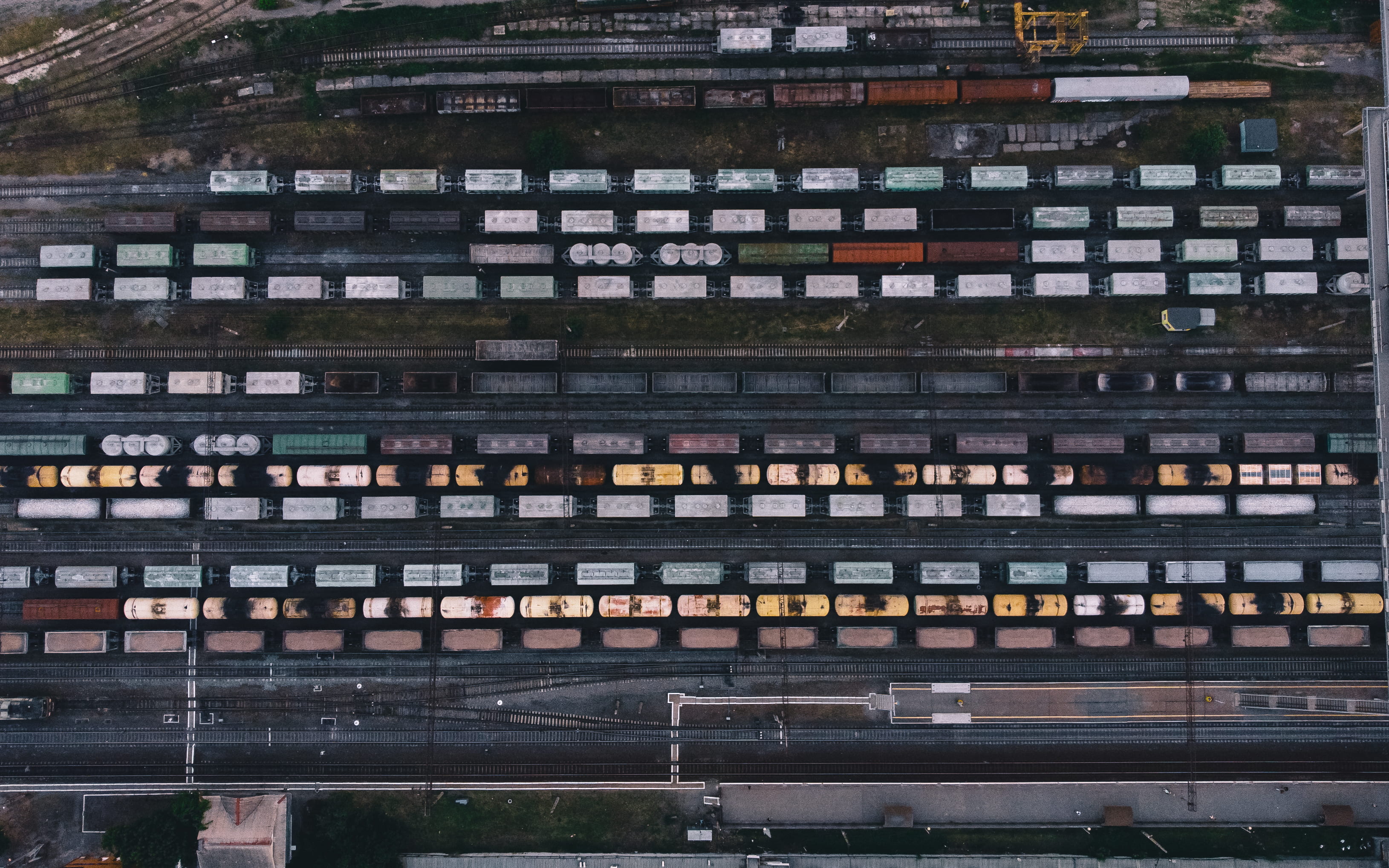 building exterior, outdoors, eye, station, mode of transportation, s, no people, cargo, train carriage, train car, aerial, railway station, high angle view, HD Wallpaper