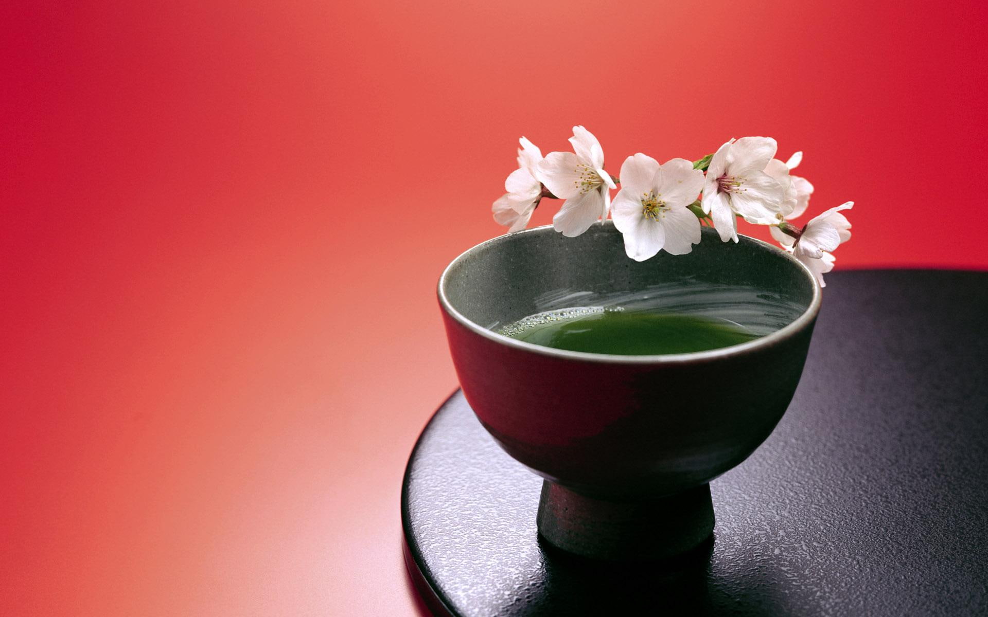 still, white, green tea, japanese, flowers, life, round table, 1080P, black, 3d and abstract, beautiful, tea pot, background, HD Wallpaper