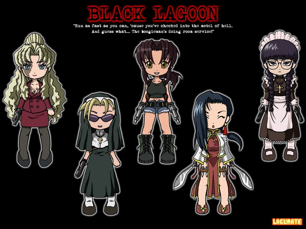 revy, roberta, black, lagoon, eda, black lagoon, 480P, balalaika, shenhua, HD Wallpaper