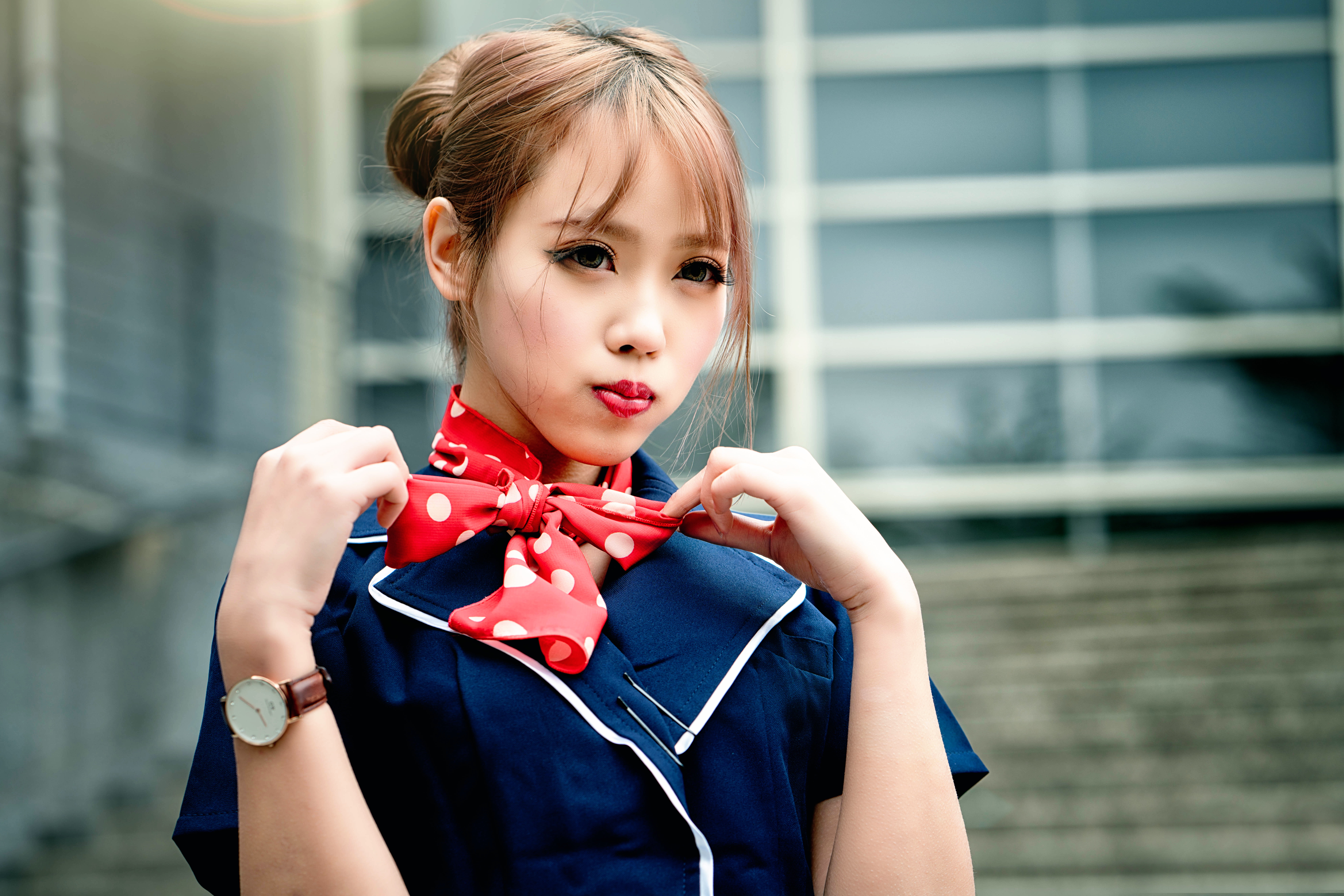 makeup, girl, chingcho Chang, sponge, 8K, East, HD Wallpaper