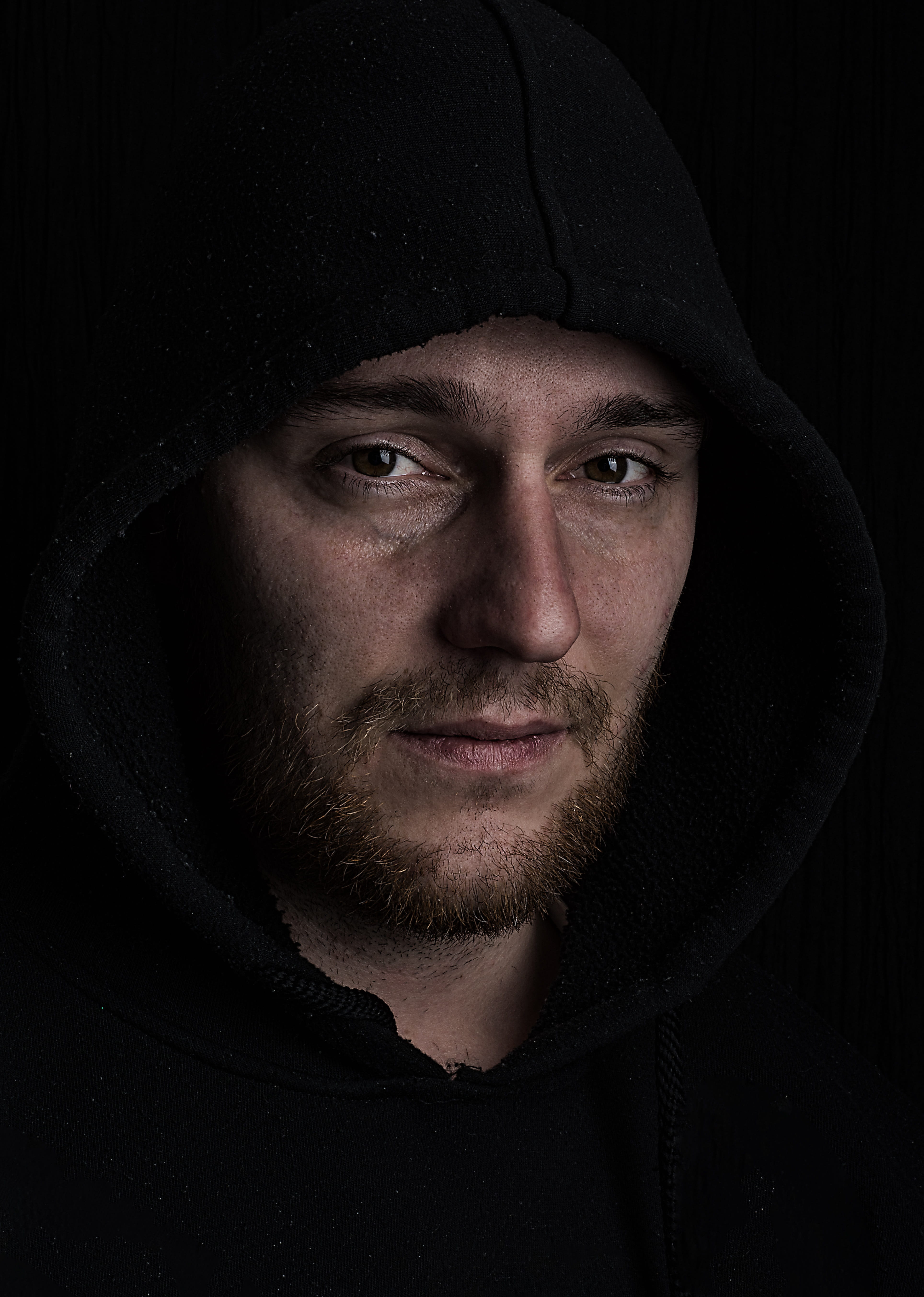 hood, clothing, headshot, body part, person, hooded shirt, man, dark, adult, beard, you must be, hood - clothing, men, human face, facial, facial hair, Phone HD Wallpaper