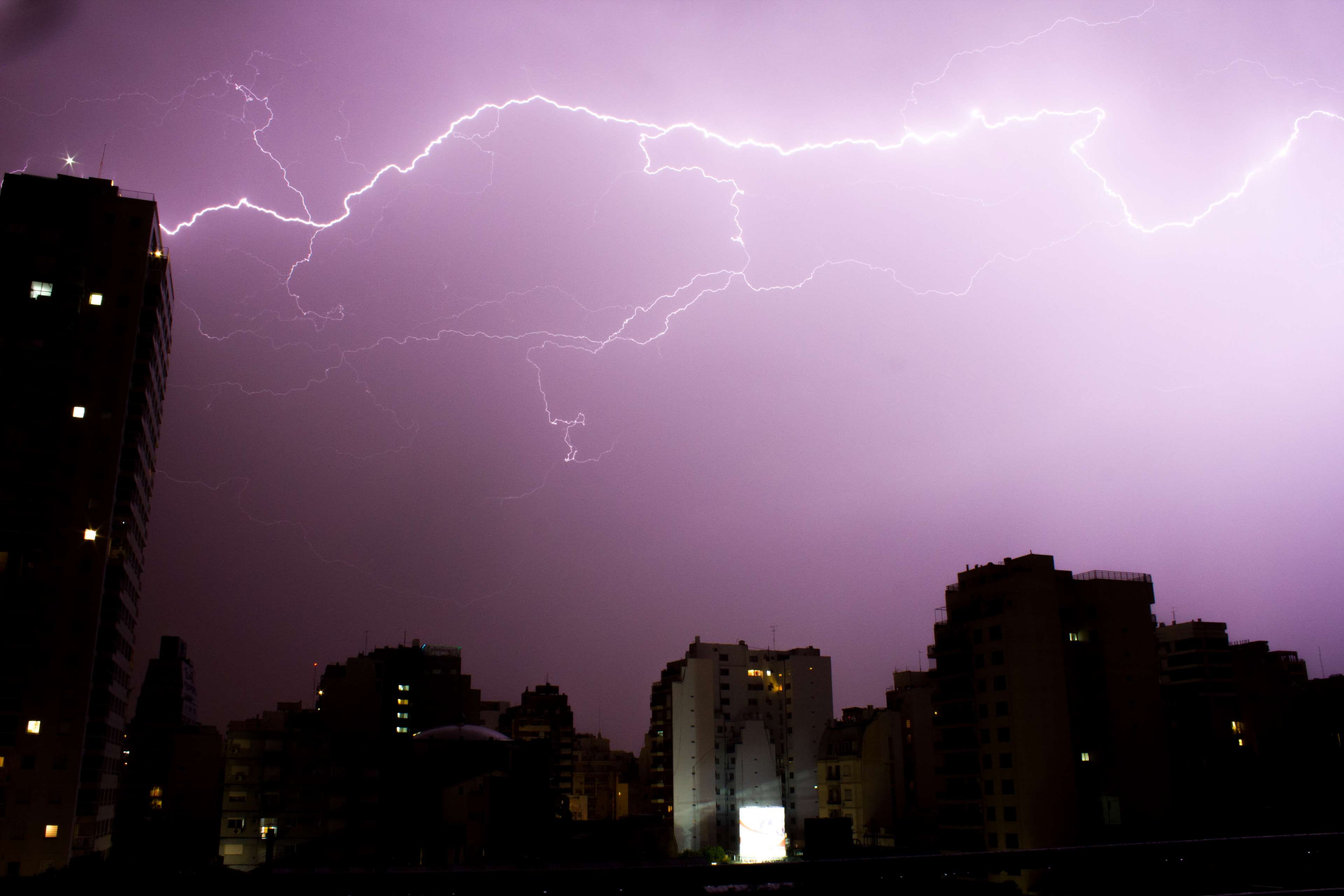 lighting, night, power in nature, nature, dark, built structure, sky, aggression, storm, power, lightning, building exterior, 4K, beauty in nature, wheather, HD Wallpaper