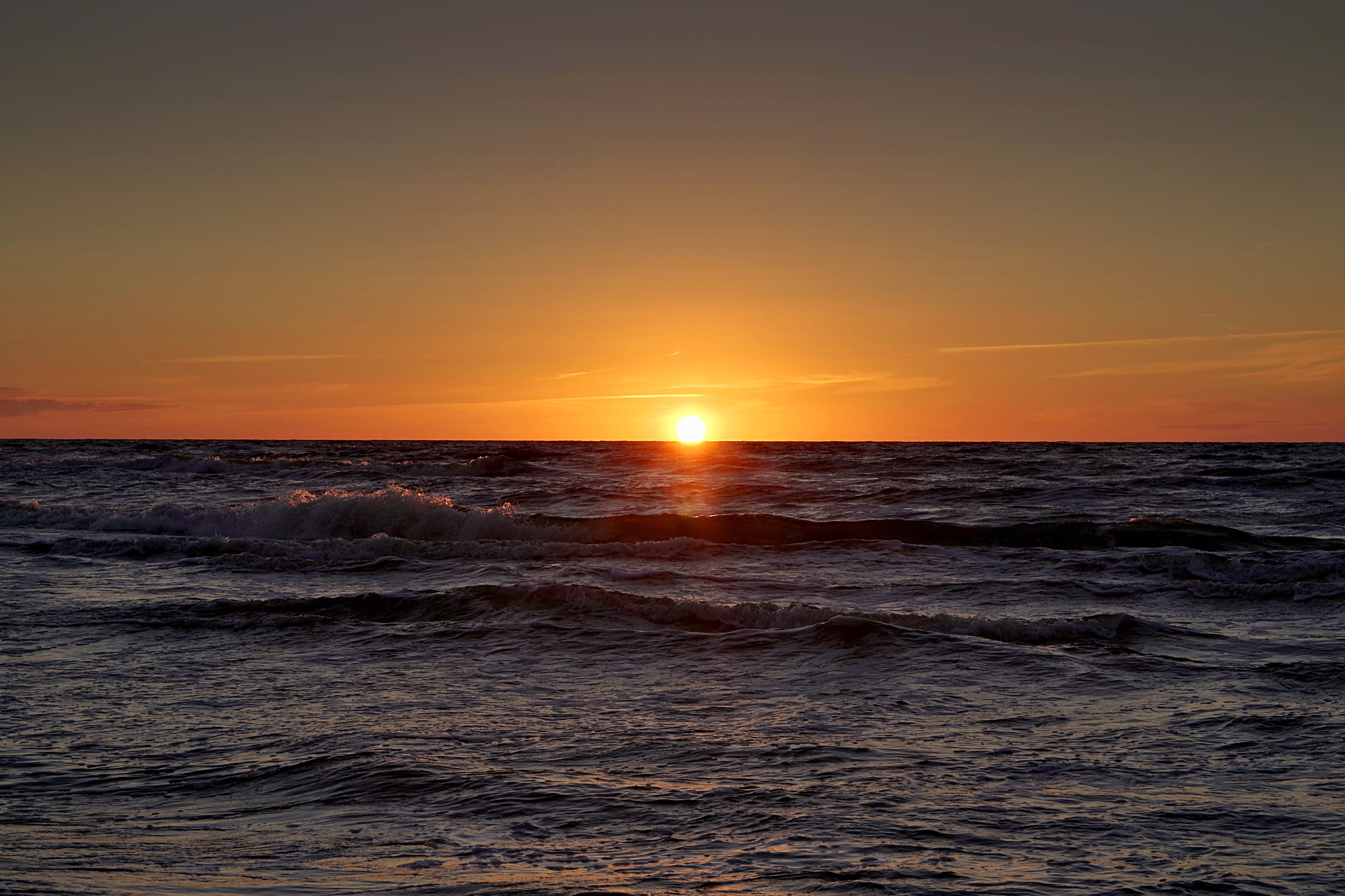 landscape, relaxation, panorama, beauty in nature, horizon, idyllic, scenics - nature, view, nature, sunset, no people, the baltic sea, wave, the background, HD Wallpaper
