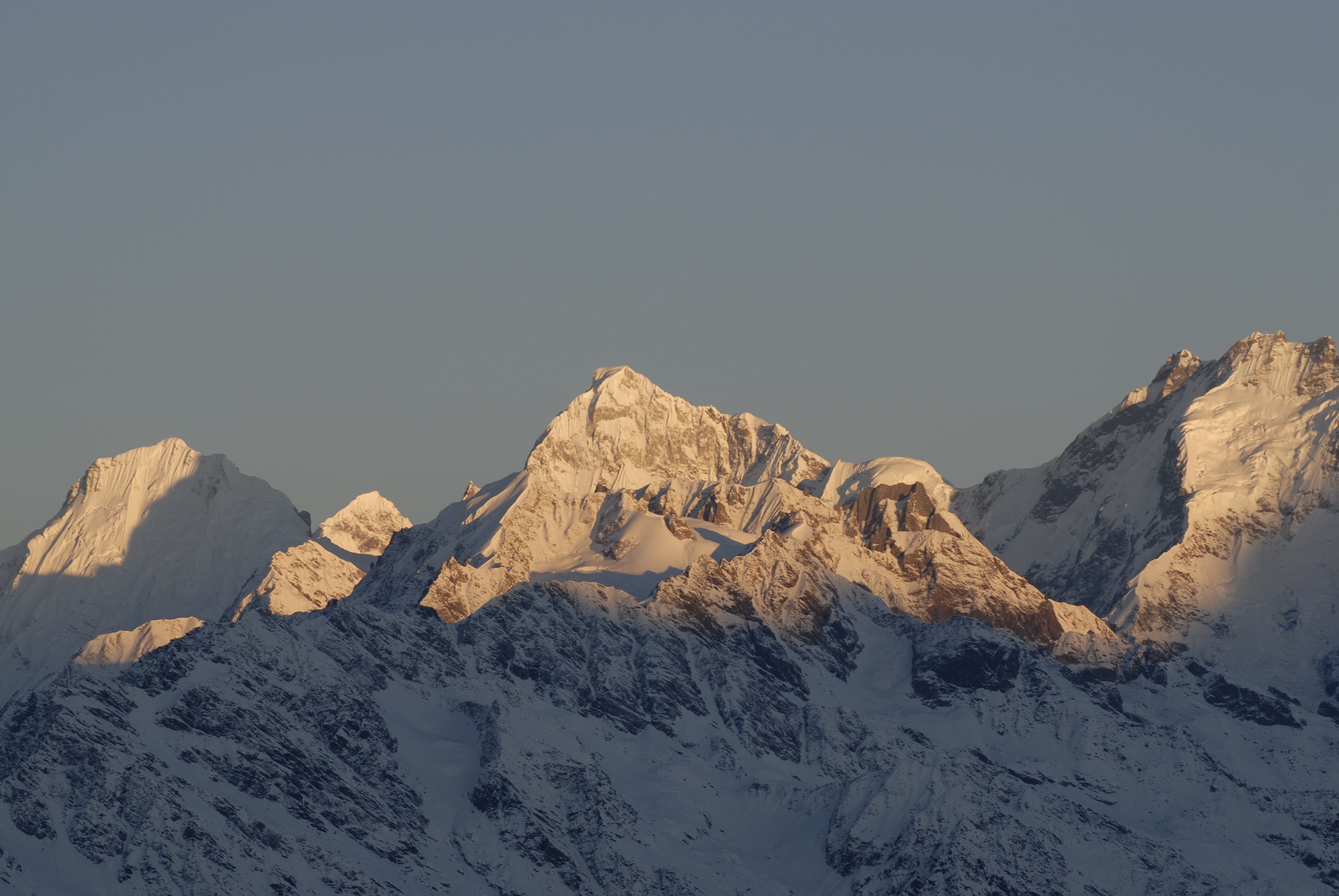 copy space, winter, no people, day, nepal, environment, idyllic, scenics - nature, morning light, snowcapped mountain, cold temperature, mountain range, HD Wallpaper